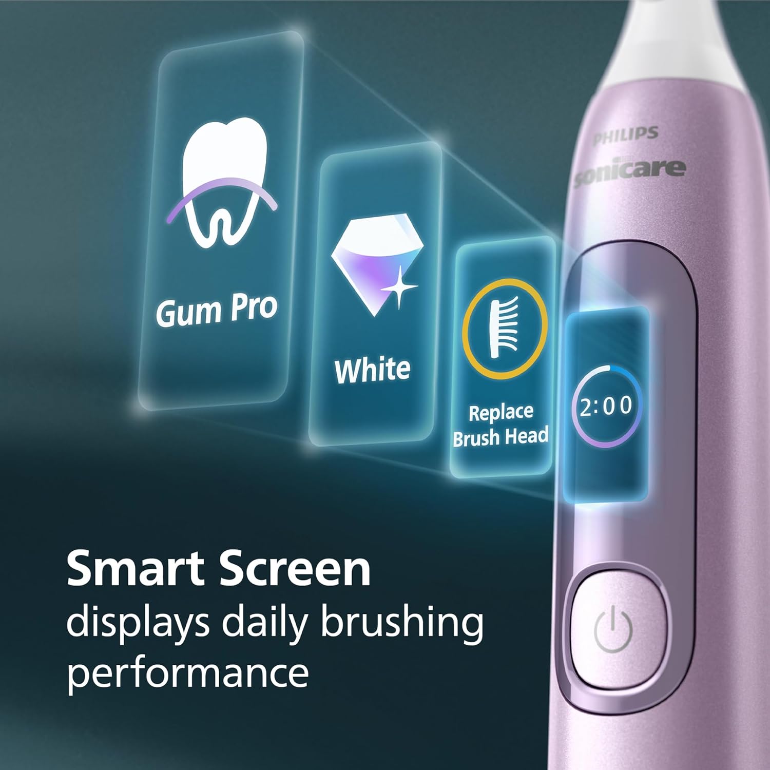 Thumbnail 2 de Philips Sonicare AdvancedClean Limited Edition HX3792/12 electric toothbrush with Smart Screen and pressure sensor (pink)