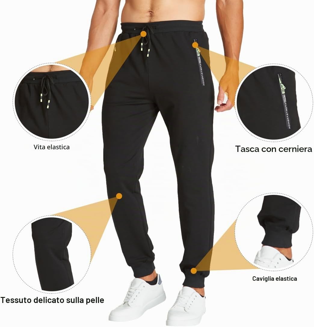 Thumbnail 3 de ZOXOZ Pantaloni Sportivi Uomo Cotone Elastico Vita con Tasche Zip