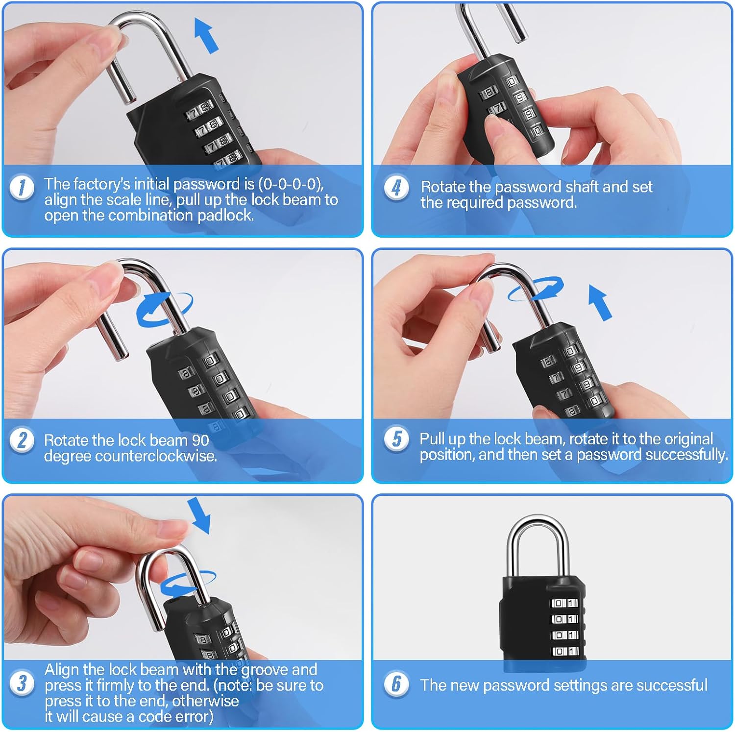 Thumbnail 5 de 4Pcs Combination Padlock Heavy Duty