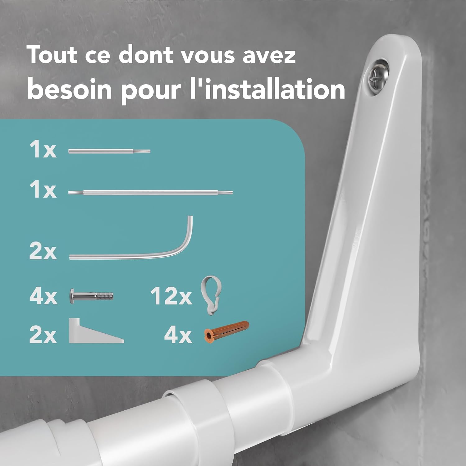 Detalle 2 de Erica barre de douche en U 70x165x70 cm