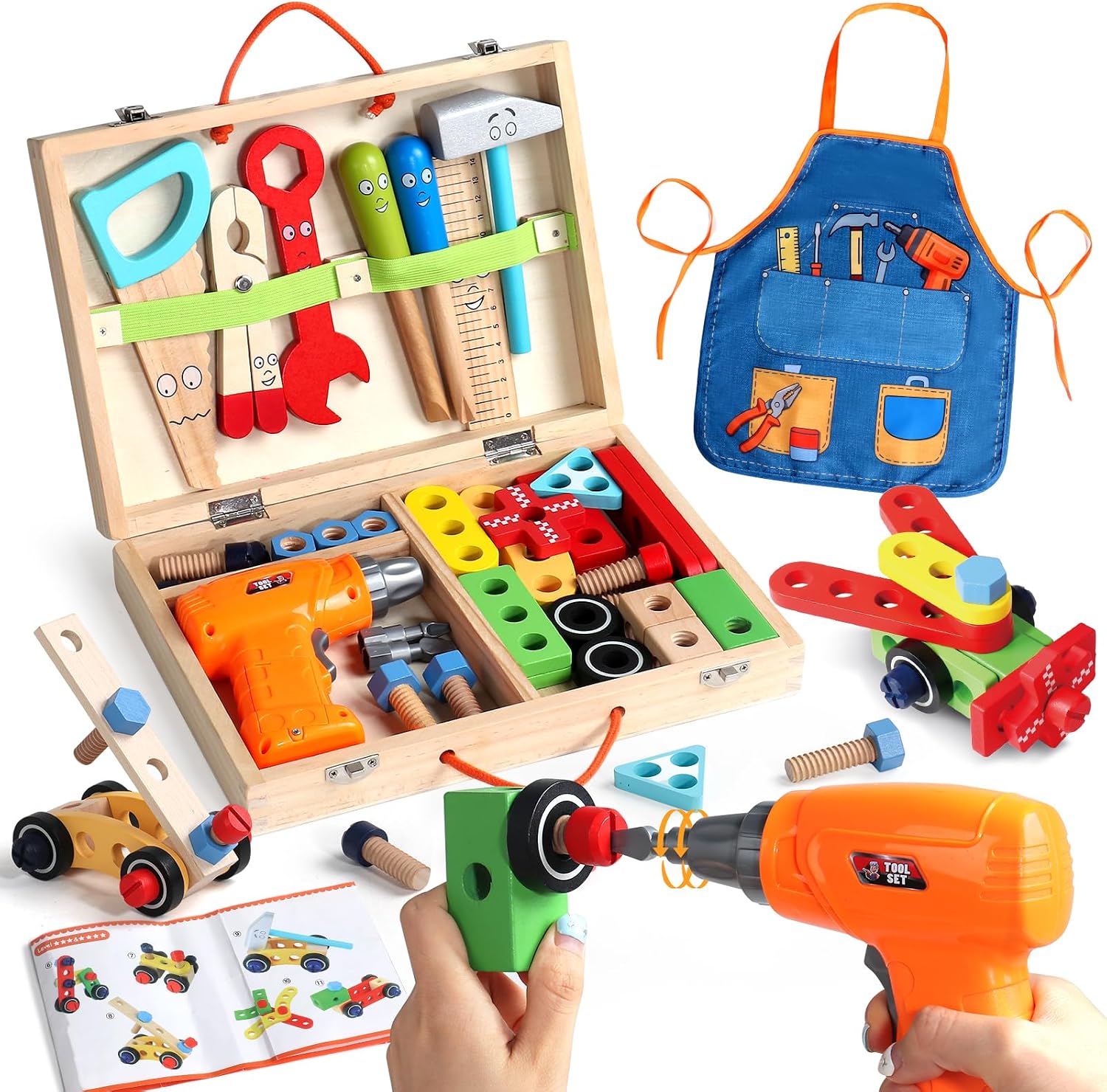 Kids Tool Set Wooden 47‑Piece Kit