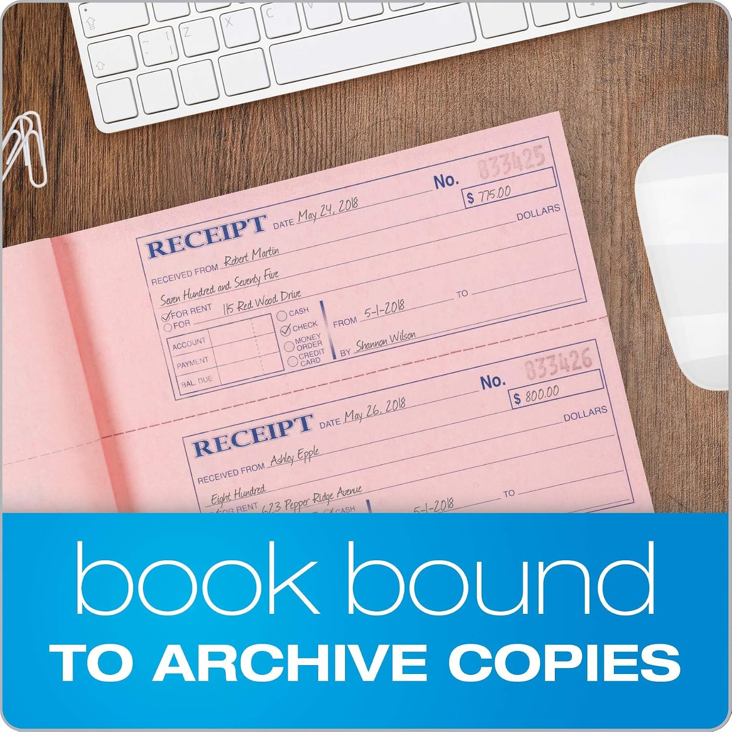 Detalle de Adams TC1182 Money and Rent Receipt Book, 3-Part Carbonless, 100 Sets
