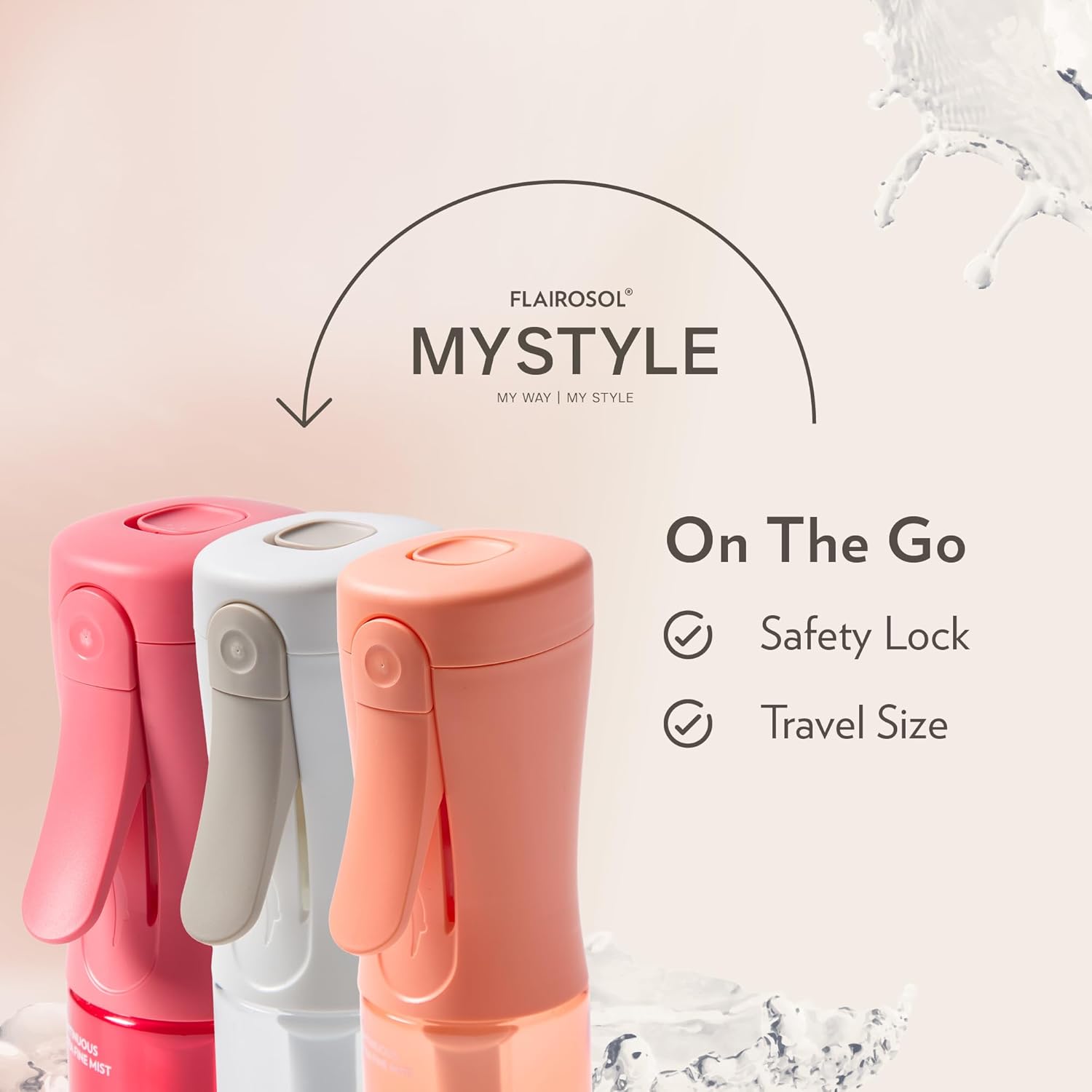 Detalle de FLAIROSOL Flacon vaporisateur MyStyle – Lot de 3, vaporisateur de voyage 90 ml pour le visage