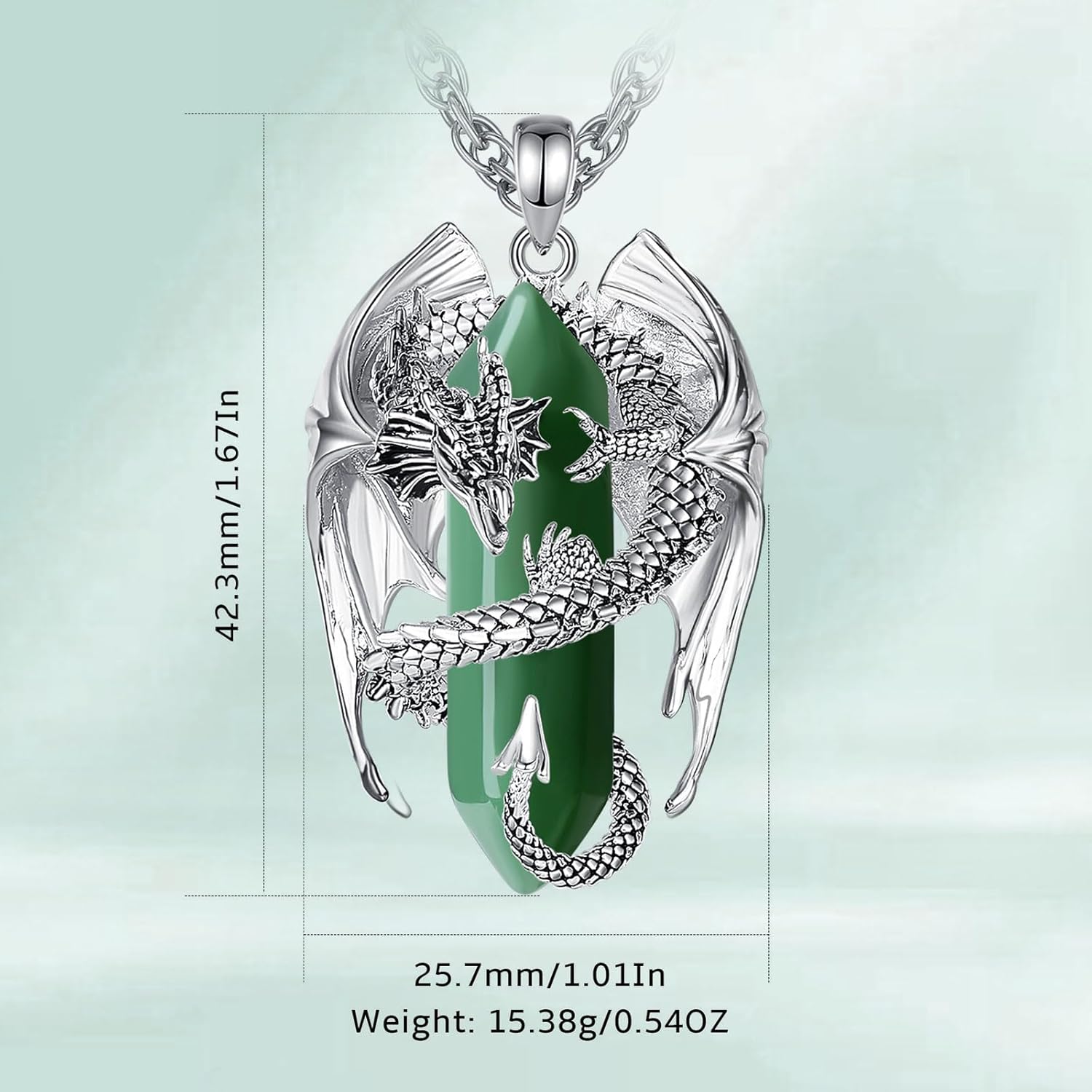 Thumbnail 5 de INFUSEU Kristall Drachen Kette – Nordischer Drache, sechseckiger Edelstein Anhänger