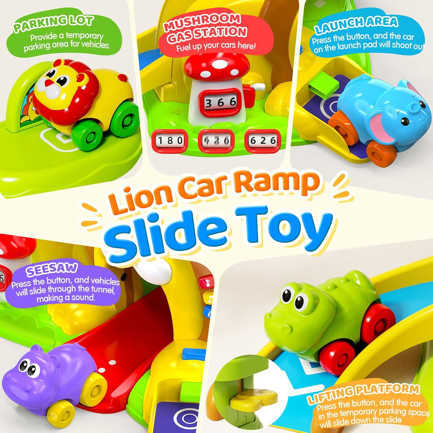 Detalle de Toddler Race Track Toy with 4 Animal Cars