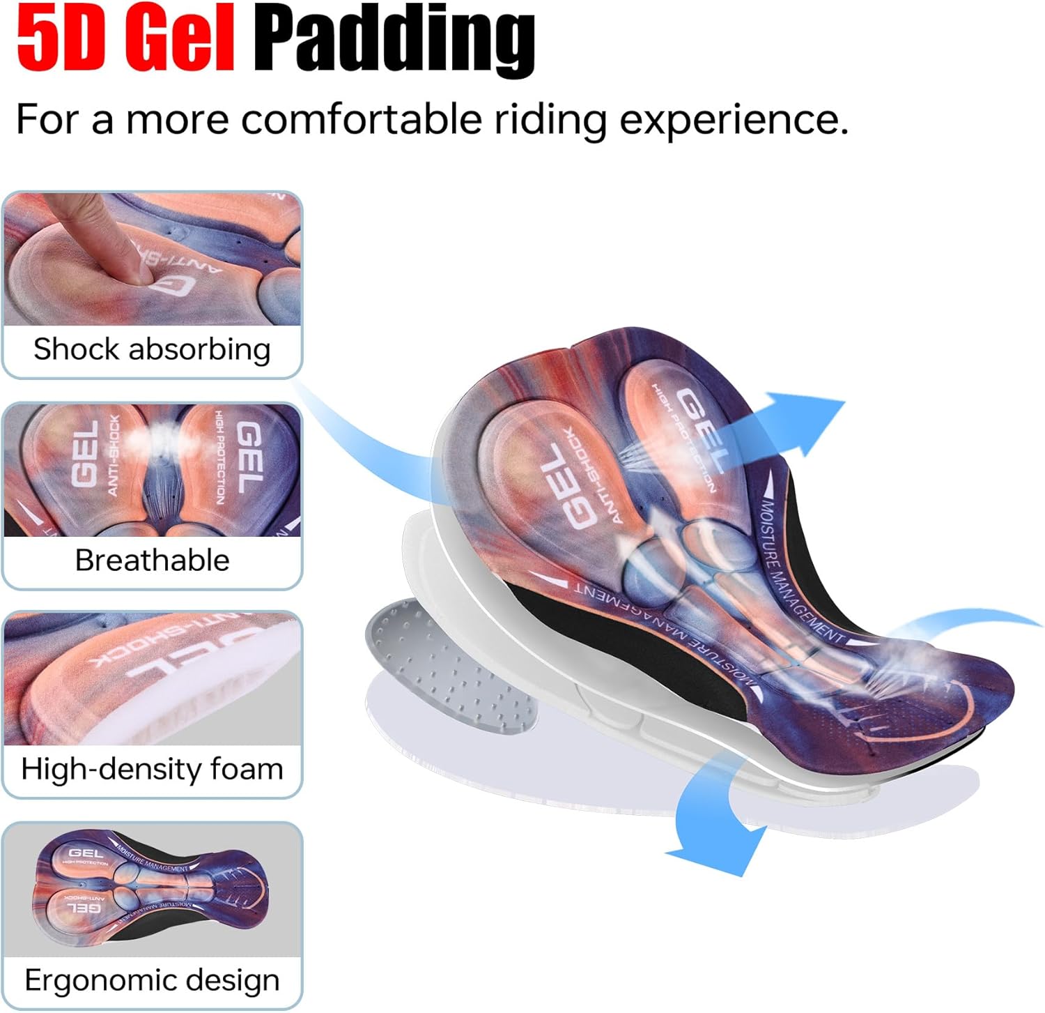 Thumbnail 3 de X-TIGER Radlerhose Herren 5D Gel Gepolstert – atmungsaktiv, schnelltrocknend und elastisch