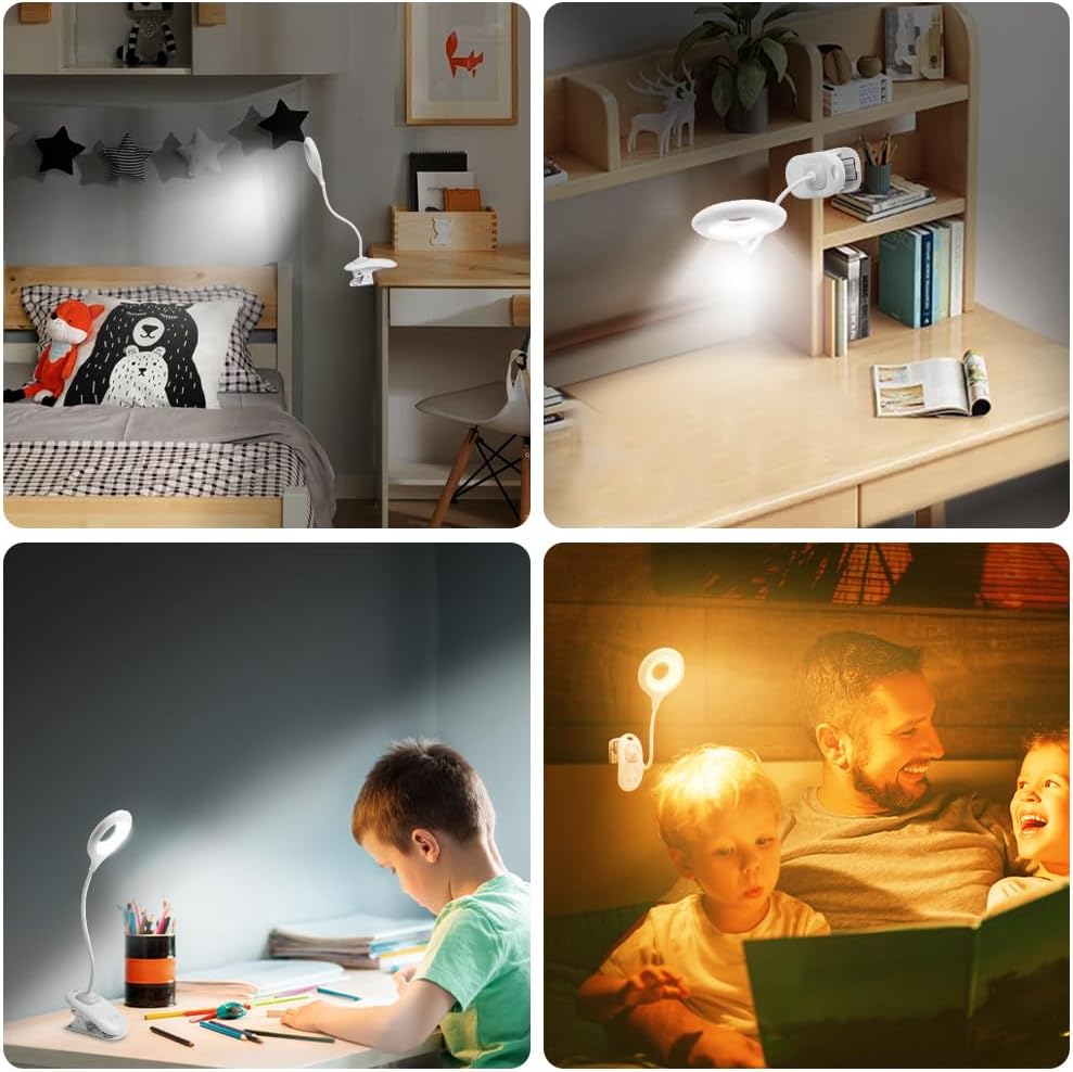 Thumbnail 6 de URAQT Lampada da Lettura a Clip: lampada da tavolo LED con controllo touch e dimmer, 3 temperature di colore, 360° e USB