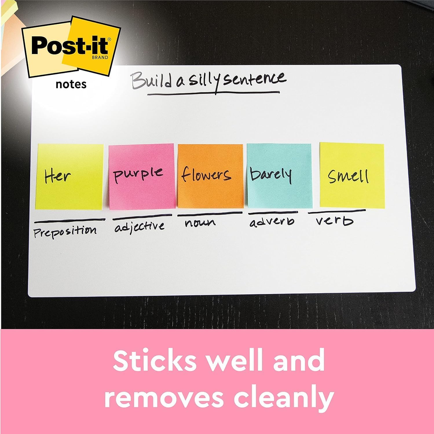 Detalle de Post-it Notes Energetic Color Collection: 12 pads of 76 x 76 mm self-stick notes (100 sheets each)