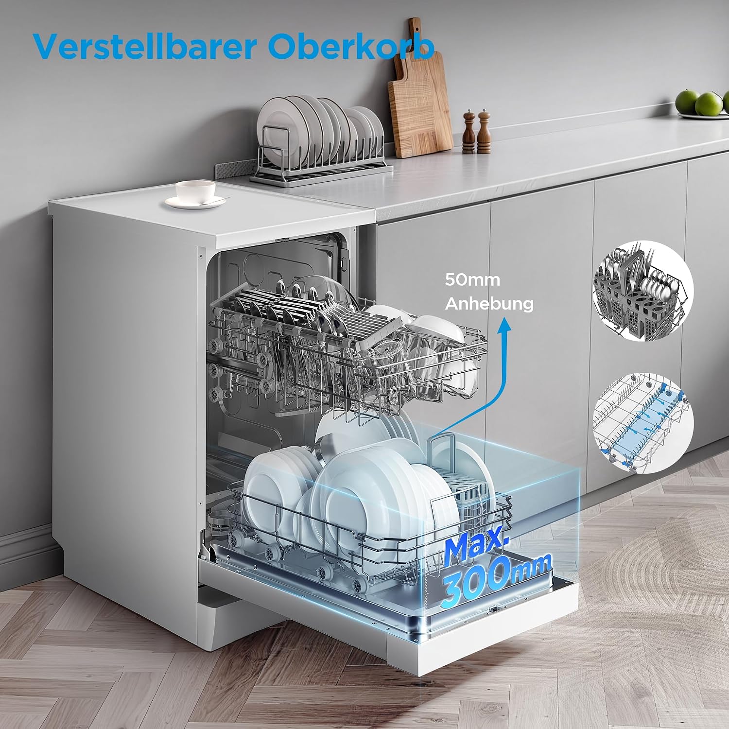 Thumbnail 6 de Midea SF 3.45NW PRO Geschirrspüler 45 cm – Freistehend & Unterbaufähig, Weiß