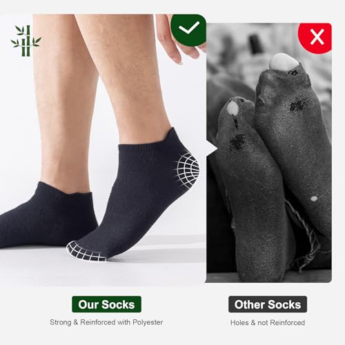 Detalle de Niorasen Bamboo Trainer Socks for Men & Women – 6 Pairs, Low Cut, Black (UK 9-11)