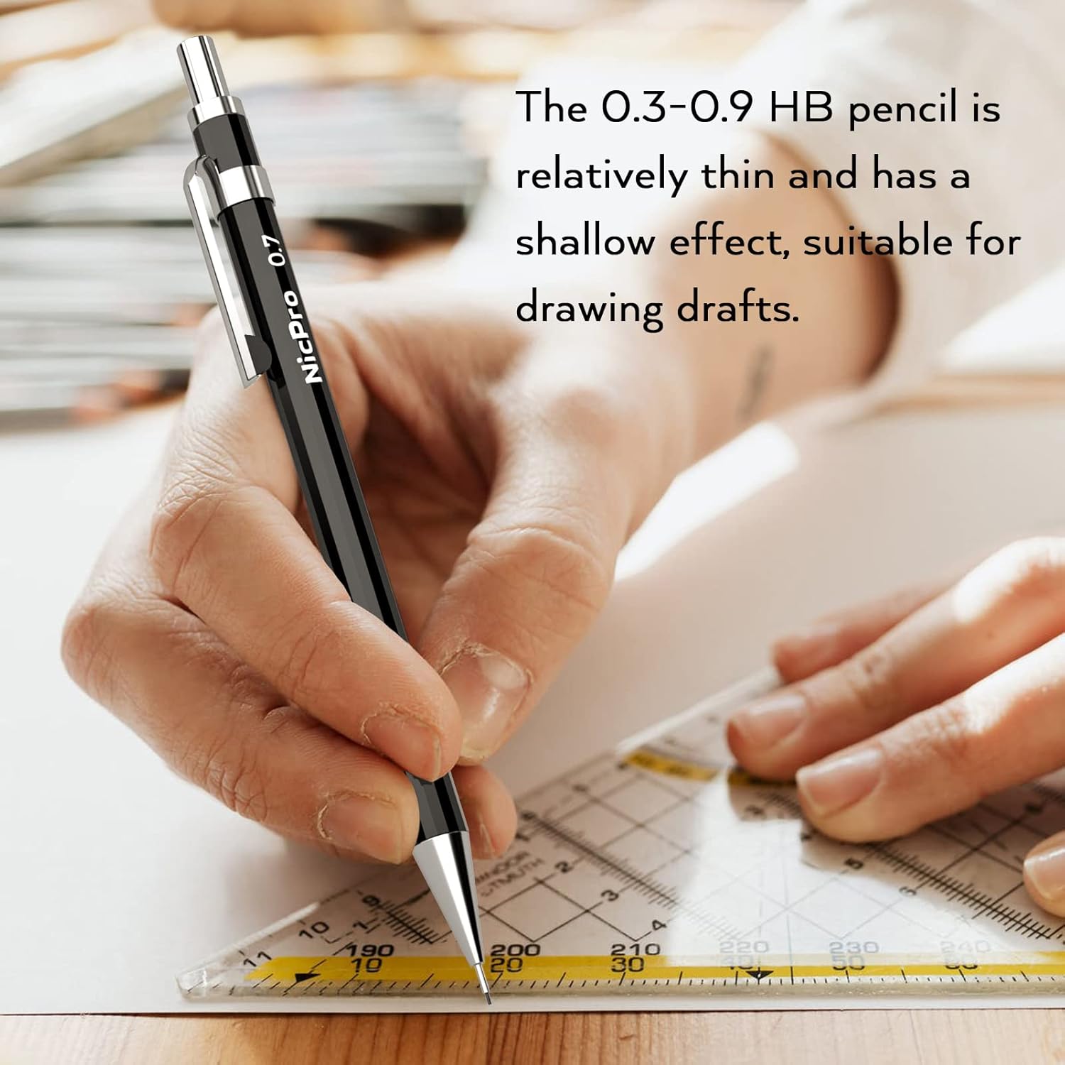 Thumbnail 6 de Nicpro 6-piece mechanical pencils set with metal bodies and case (0.3, 0.5, 0.7, 0.9 and 2.0mm leads)