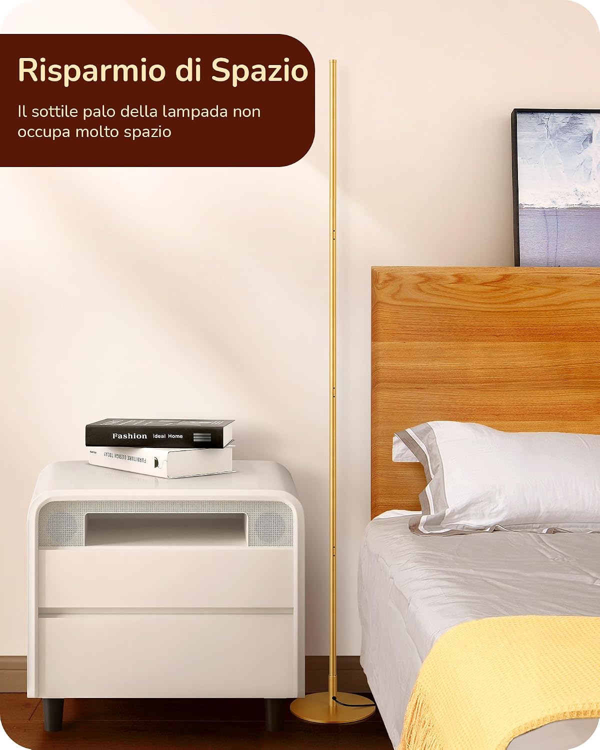 Detalle 2 de EDISHINE Lampada da Terra a LED Dimmerabile in Continuo con Interruttore a Pedale, Luce Bianca Calda 3000K