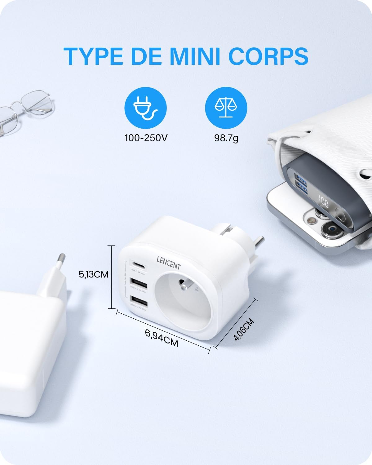 Thumbnail 6 de LENCENT Prise USB 4 en 1 4000W