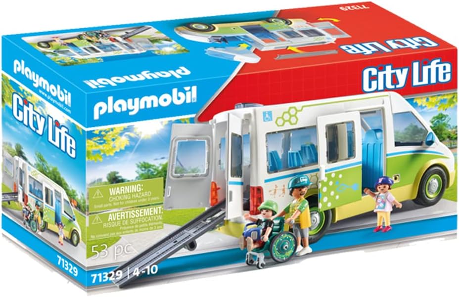 Detalle de PLAYMOBIL City Life 71329 Schulbus – Großer Schulbus mit Rampe, Platz für 5 Figuren
