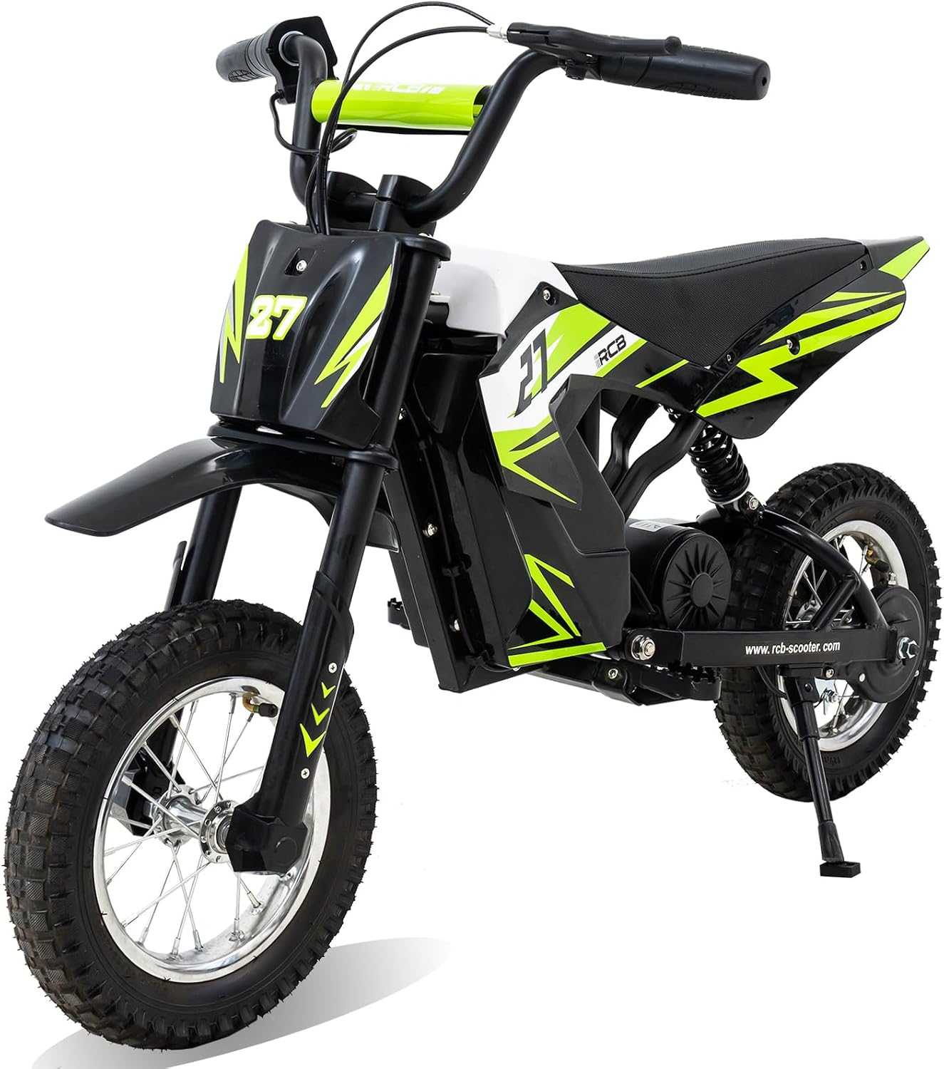 Detalle de RCB R9X Electric Motorcycle Kids (12-inch), 3 Speed Modes, 5.2Ah Battery, 15.5 mph, Green