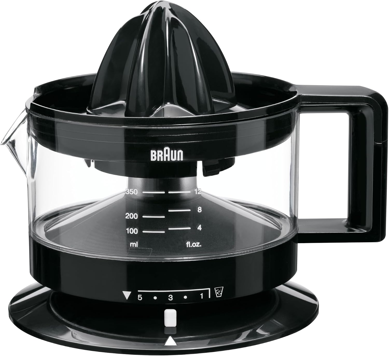 Detalle de Braun CJ3000BK spremiagrumi con rotazione destra/sinistra e avvio/arresto automatici, caraffa 350 ml