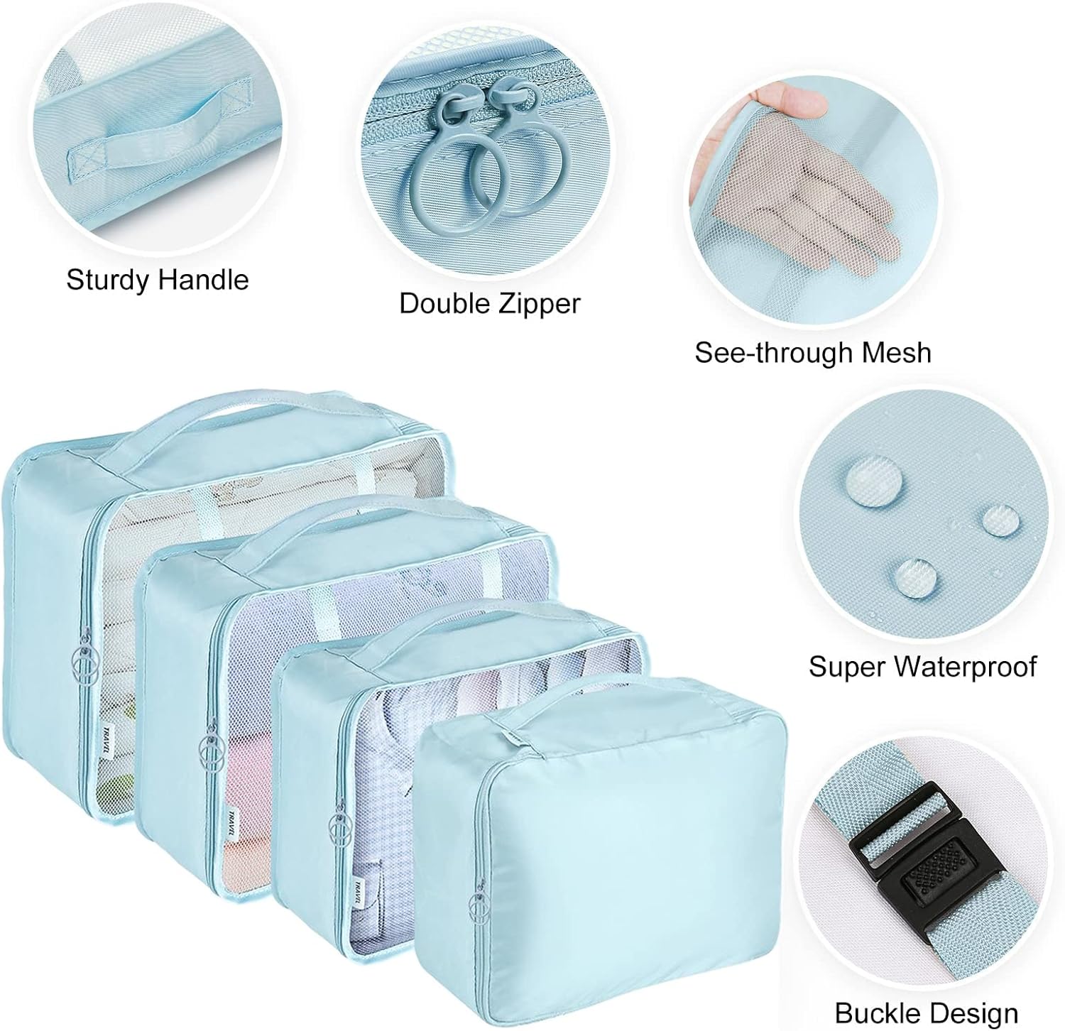 Detalle de MURISE Packwürfel Set 8/6 Teile – Koffer‑Organizer