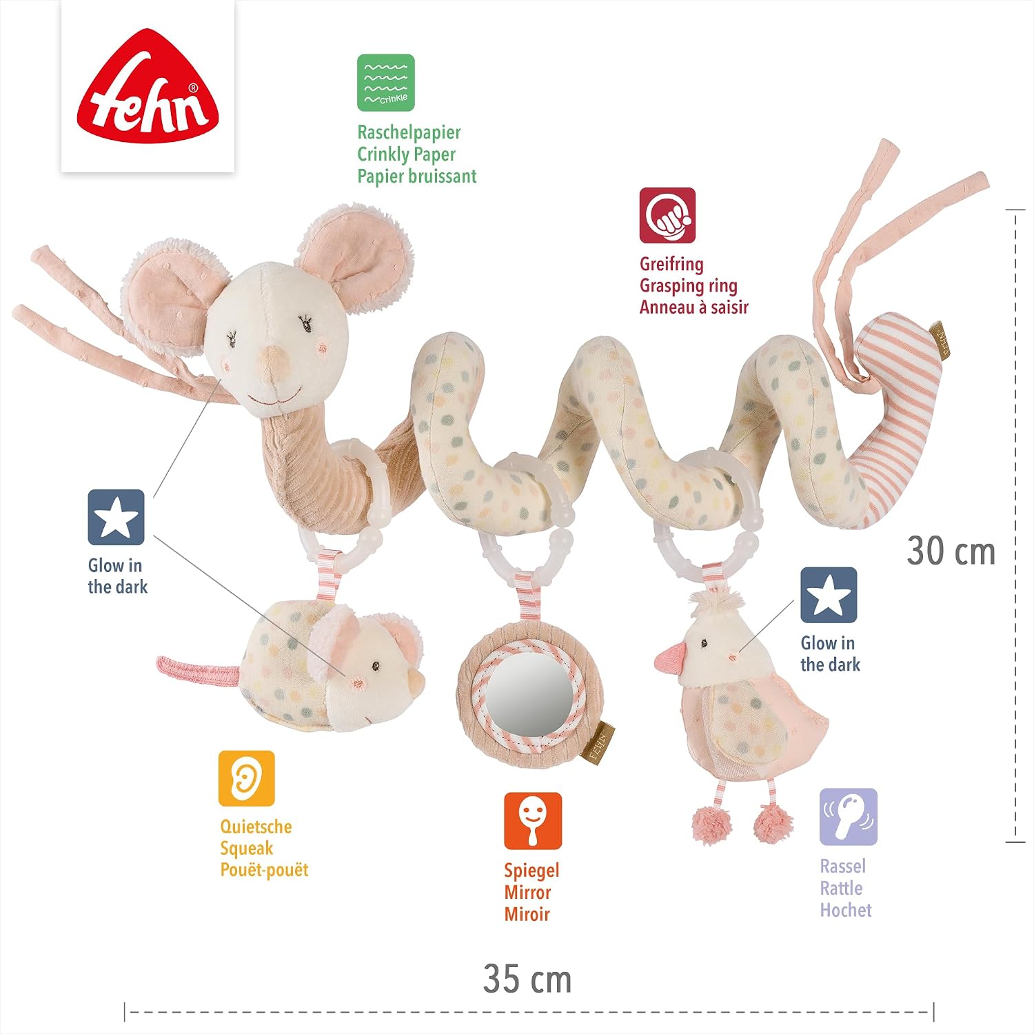 Detalle 2 de Fehn Activity-Spirale Maus Motorikspielzeug fĂŒr Babys đČ