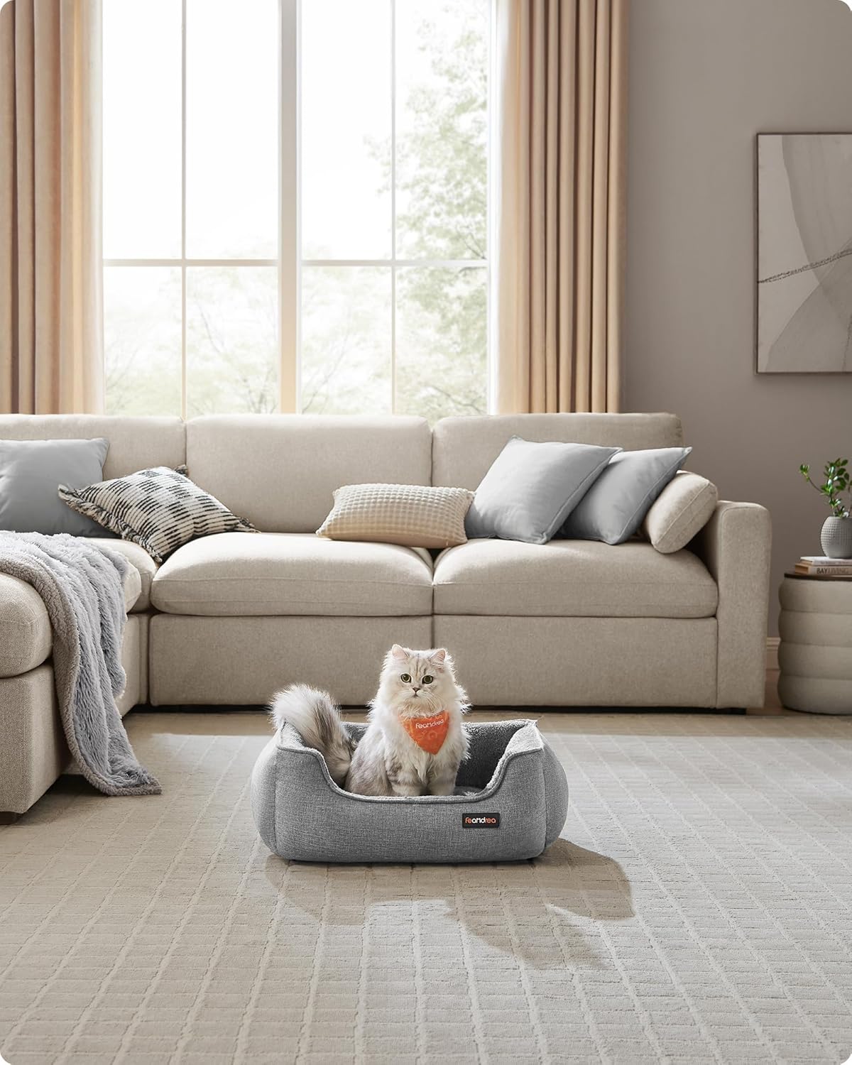 Detalle de Feandrea Dog Bed linen-look 60 x 50 x 21 cm