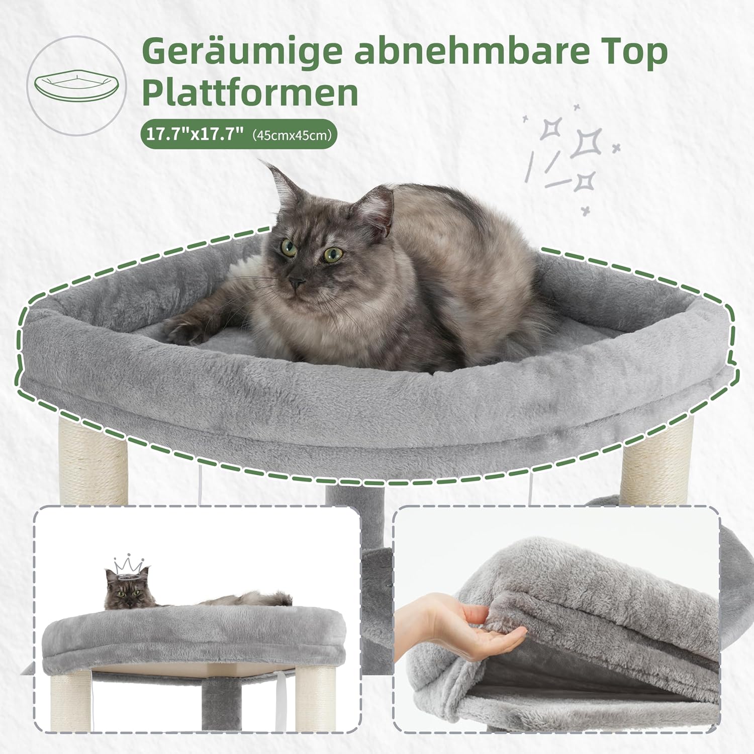 Detalle de Gitelsnour Eck-Kratzbaum – platzsparender Katzenbaum für die Ecke