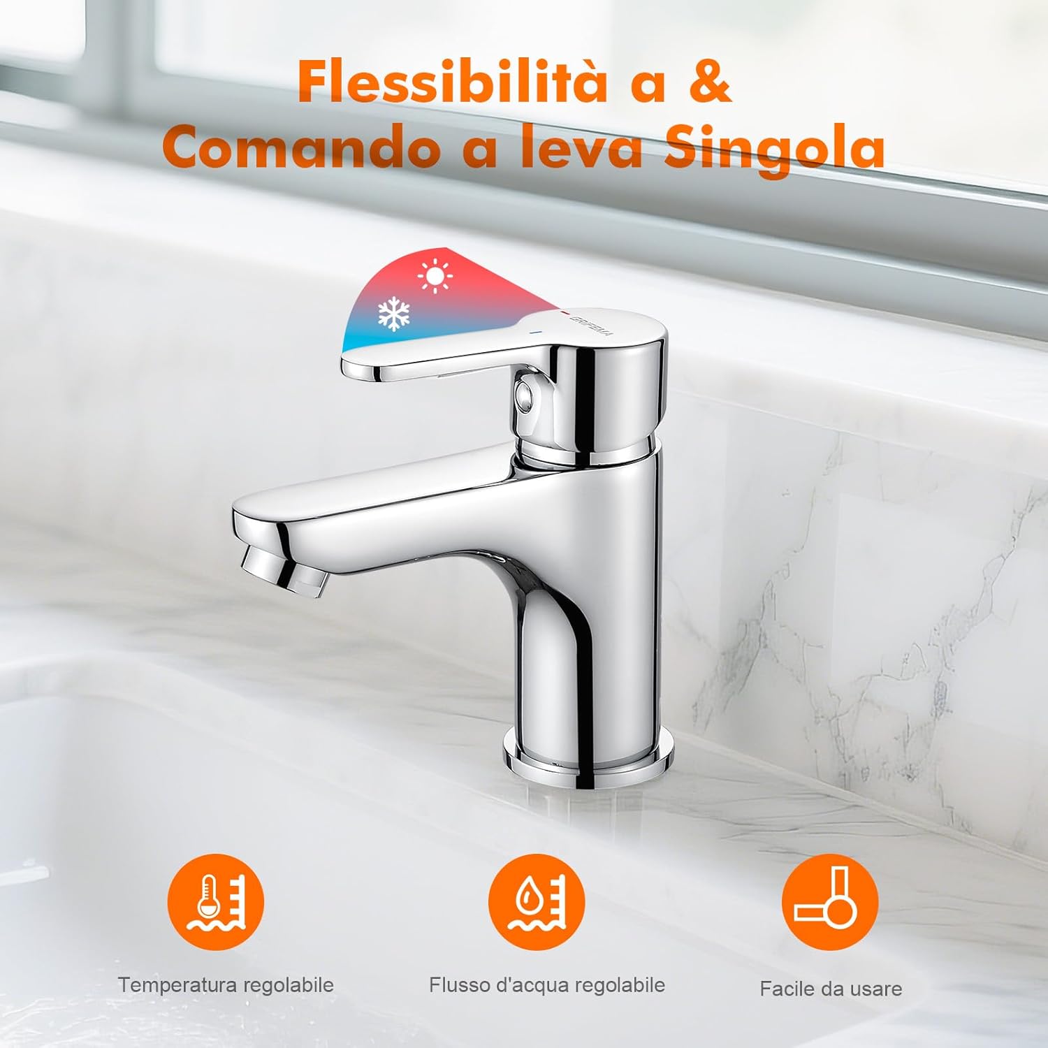Thumbnail 1 de GRIFEMA Rubinetto Bagno Lavabo Monocomando G3/8, Cromo – G11003
