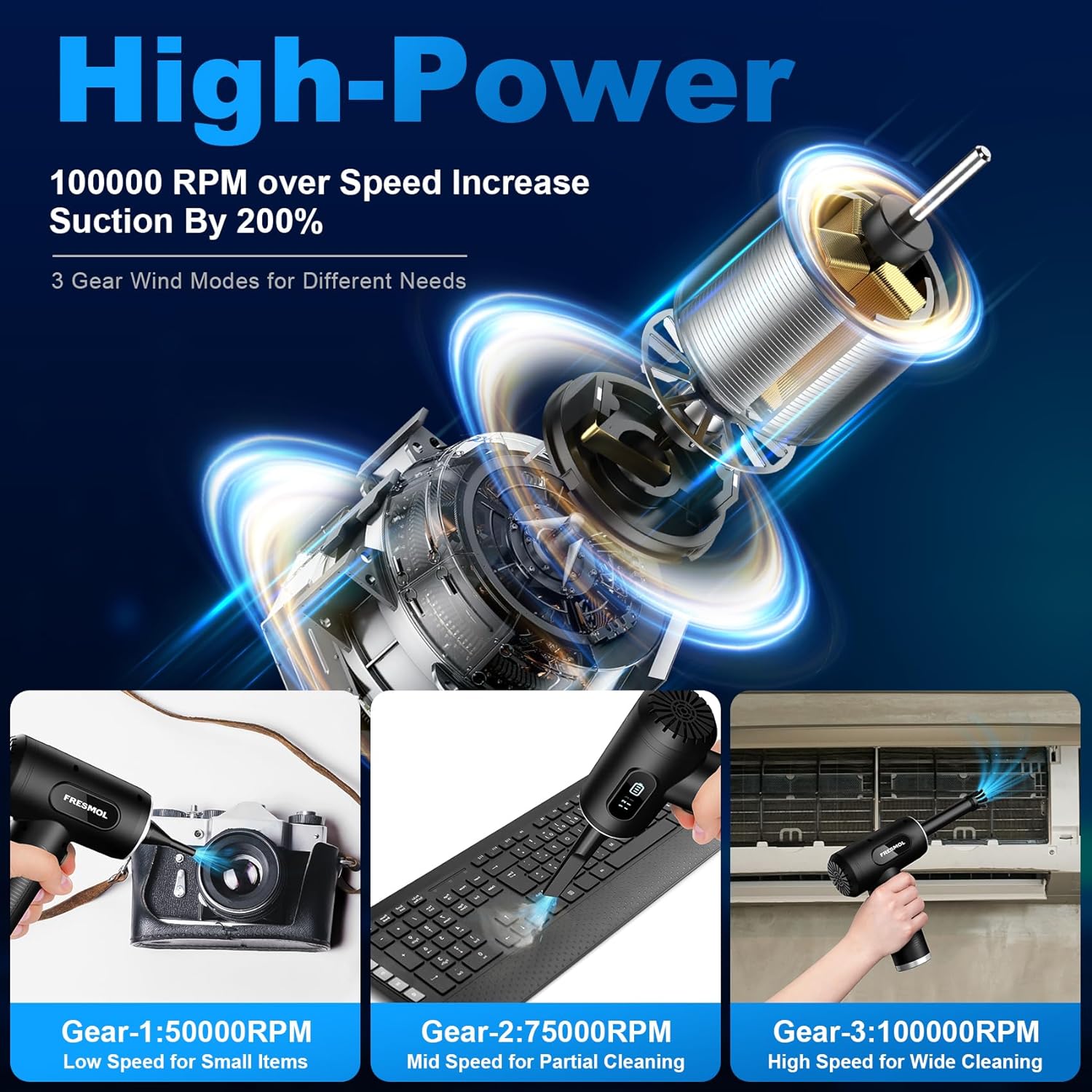 Detalle 2 de Compressed Air Duster-3 100,000 RPM ⚡