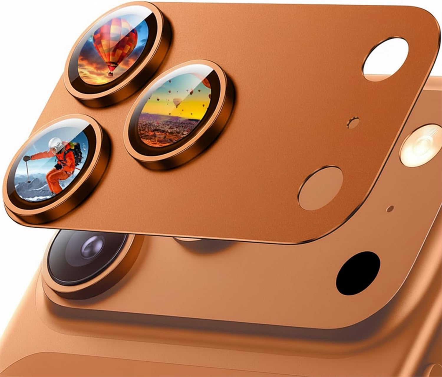 Jurqqer Camera Lens Protector for iPhone 17 Pro Max 6.9" – 9H Ultra-Thin Shield in Orange