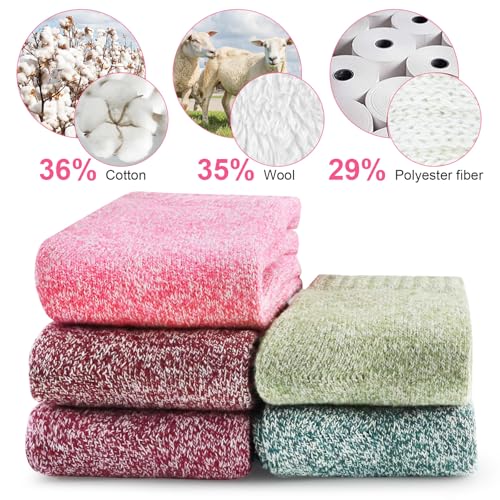Detalle de Airabc Thermal Winter Socks for Women, 5 Pairs in a Cotton and Wool Blend