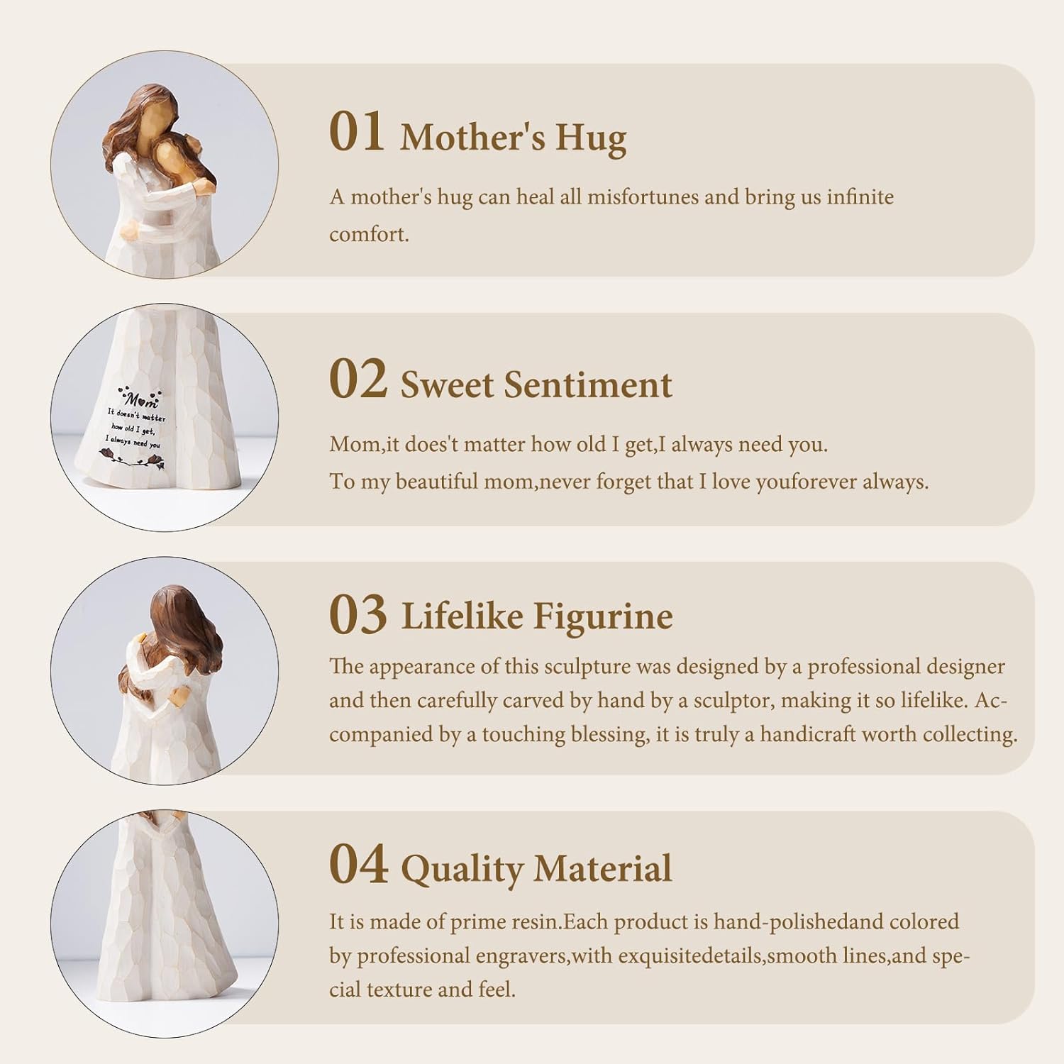 Detalle de Kohehe 5.5-Inch Handmade Mom and Daughter Figurine