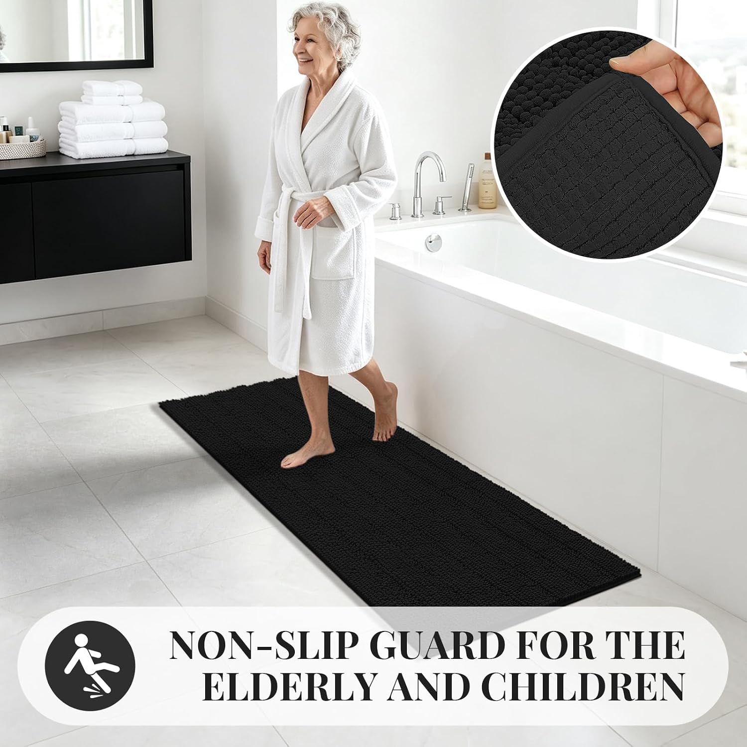 Detalle de Bcoimo Chenille Bath Runner Rug 70x24