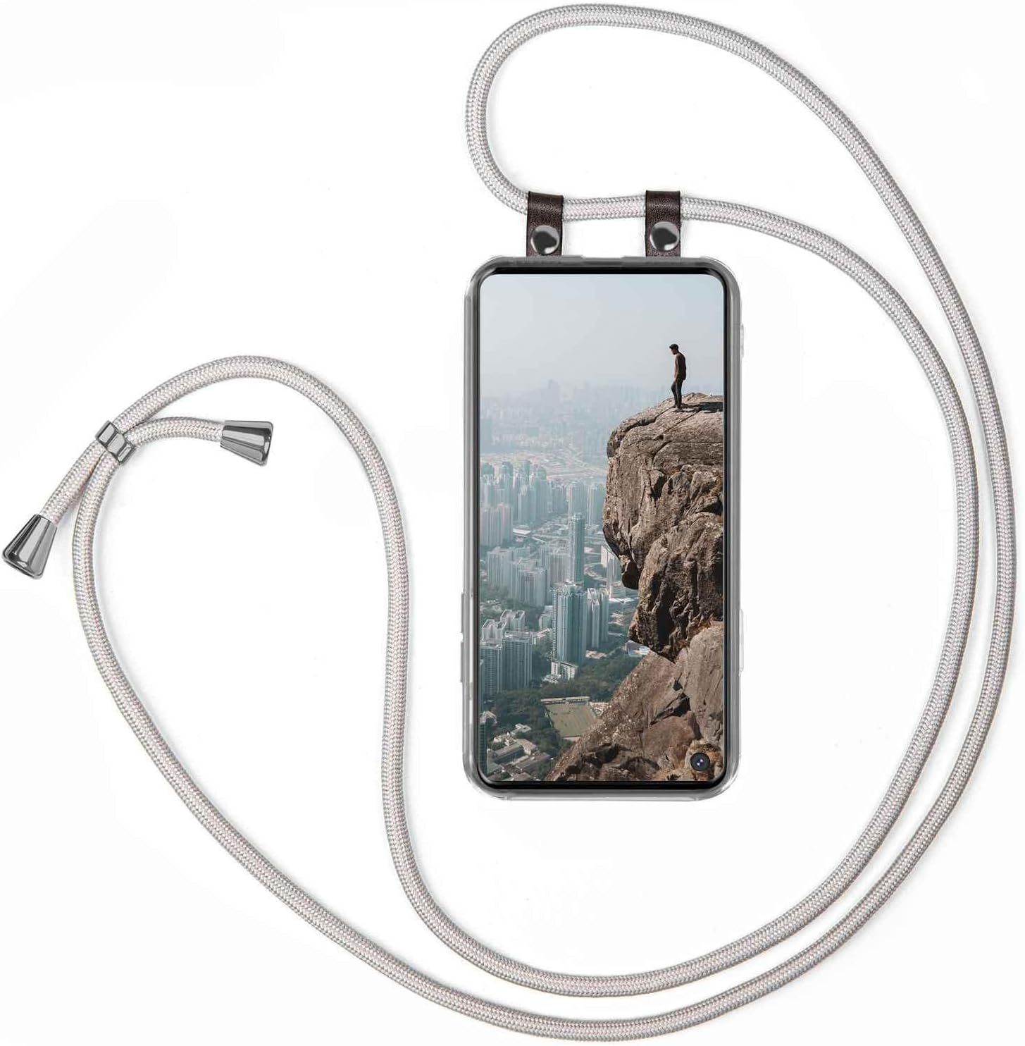 Detalle de moex Chaîne de téléphone Portable compatible Samsung Galaxy S10 – Coque avec Sangle réglable en Argent