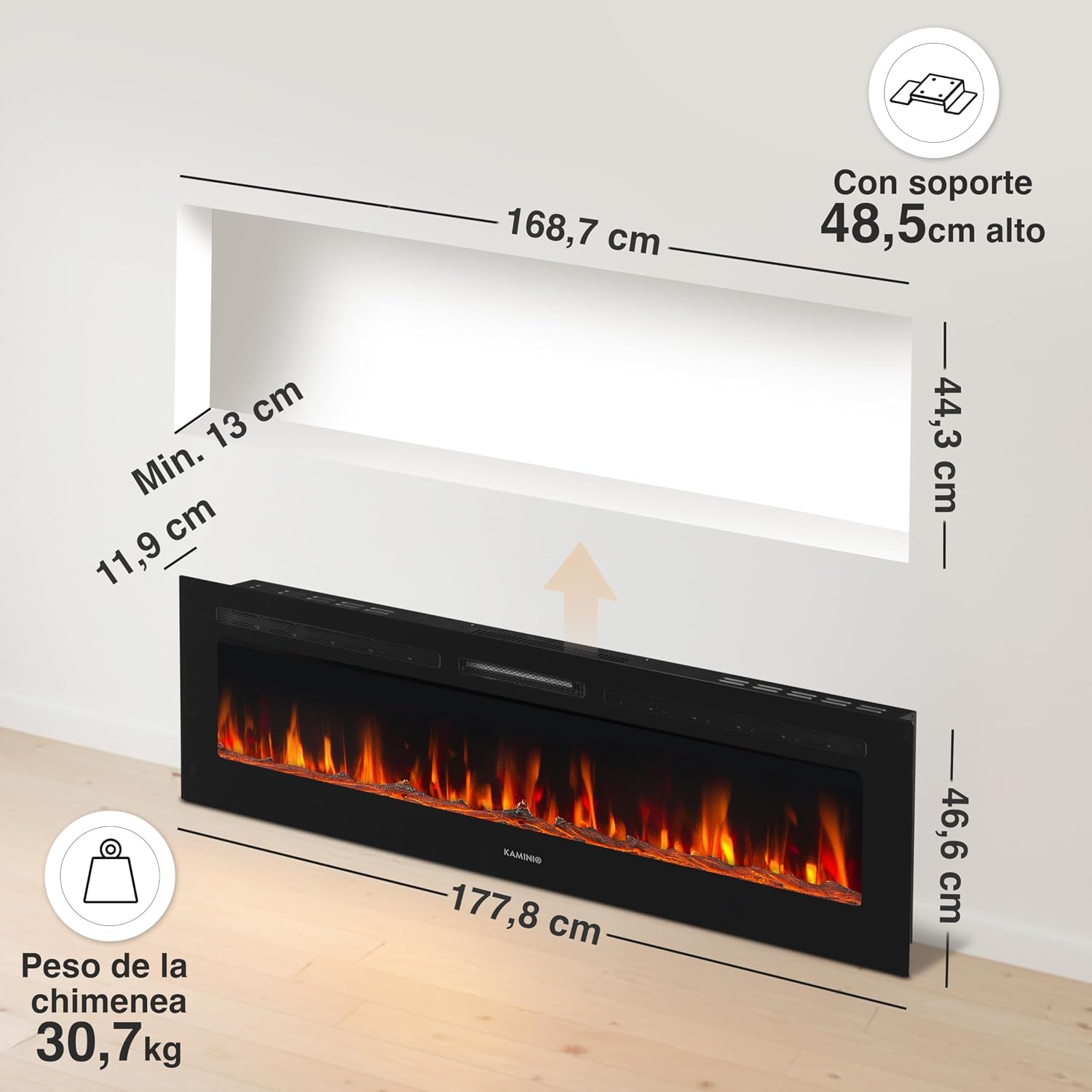 Thumbnail 5 de KAMINIO Chimenea Eléctrica Marlon 3 en 1 con Control