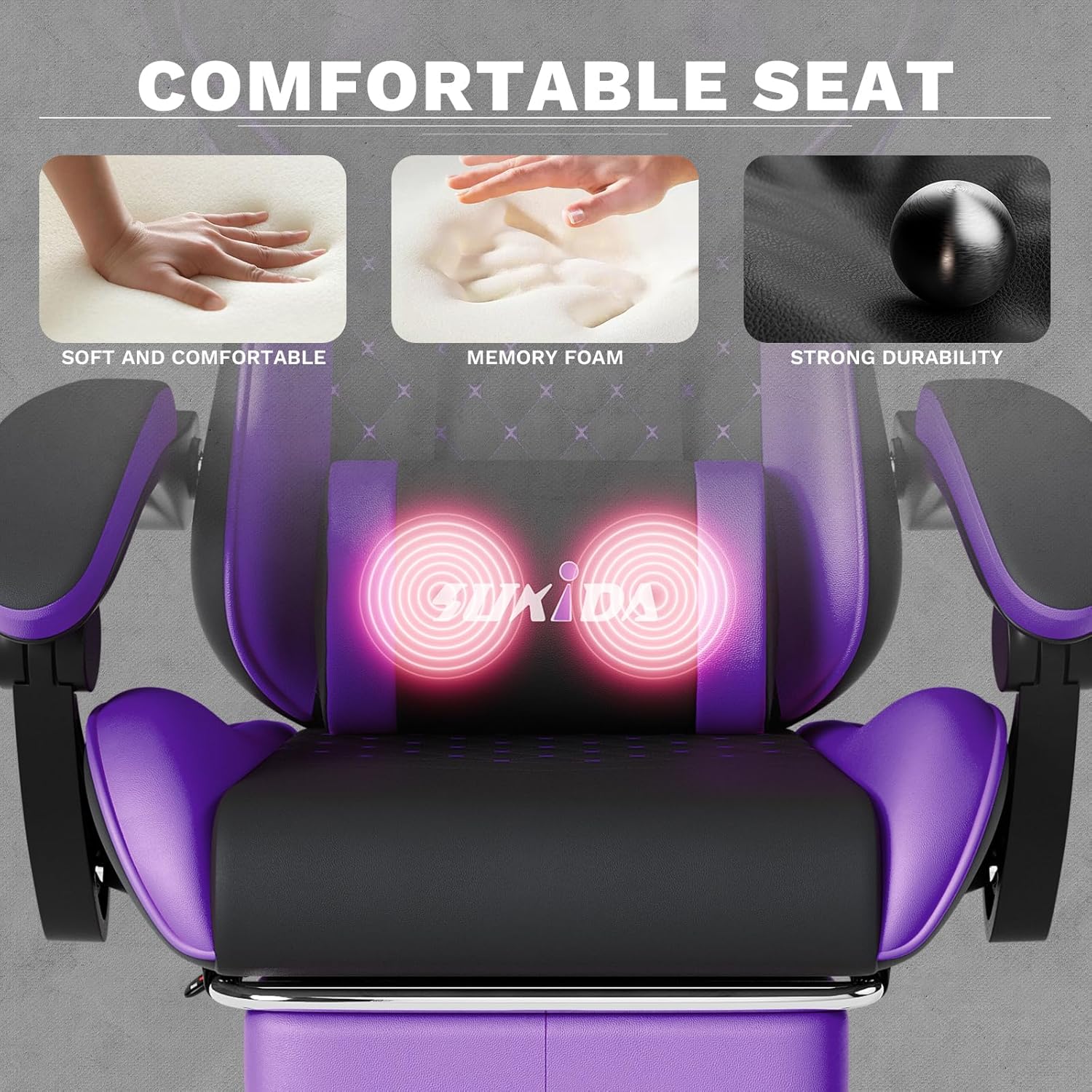Thumbnail 5 de SUKIDA Gaming Chair: Ergonomic Comfort with Footrest and Massage Lumbar Support