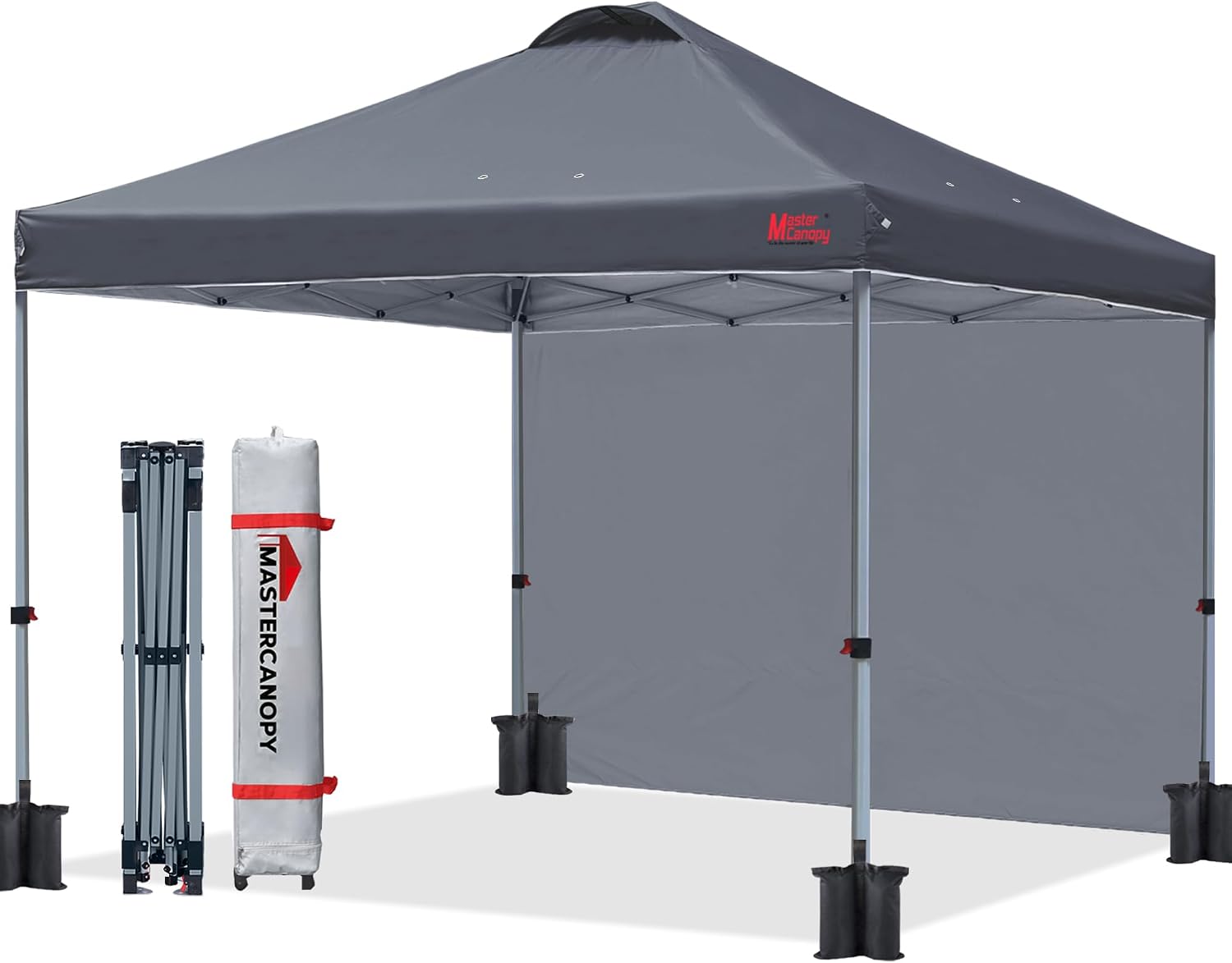 Detalle de MASTERCANOPY Durable EZ Pop-up Gazebo Tent with 1 Sidewall (3x3M, Dark Grey)