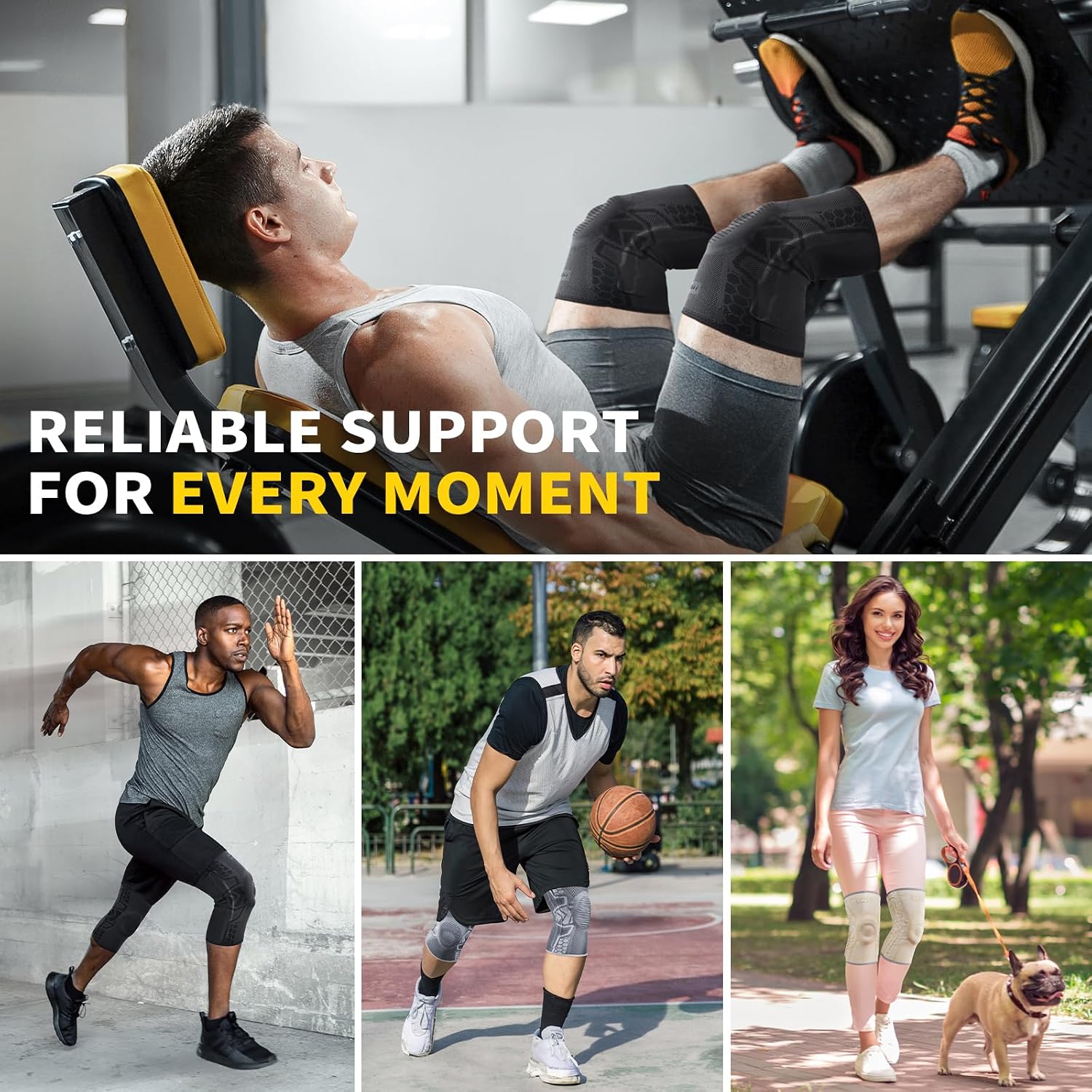 Thumbnail 6 de CAMBIVO Knee Brace with Patella Gel Pad & Side Stabilizers – 2 Pack