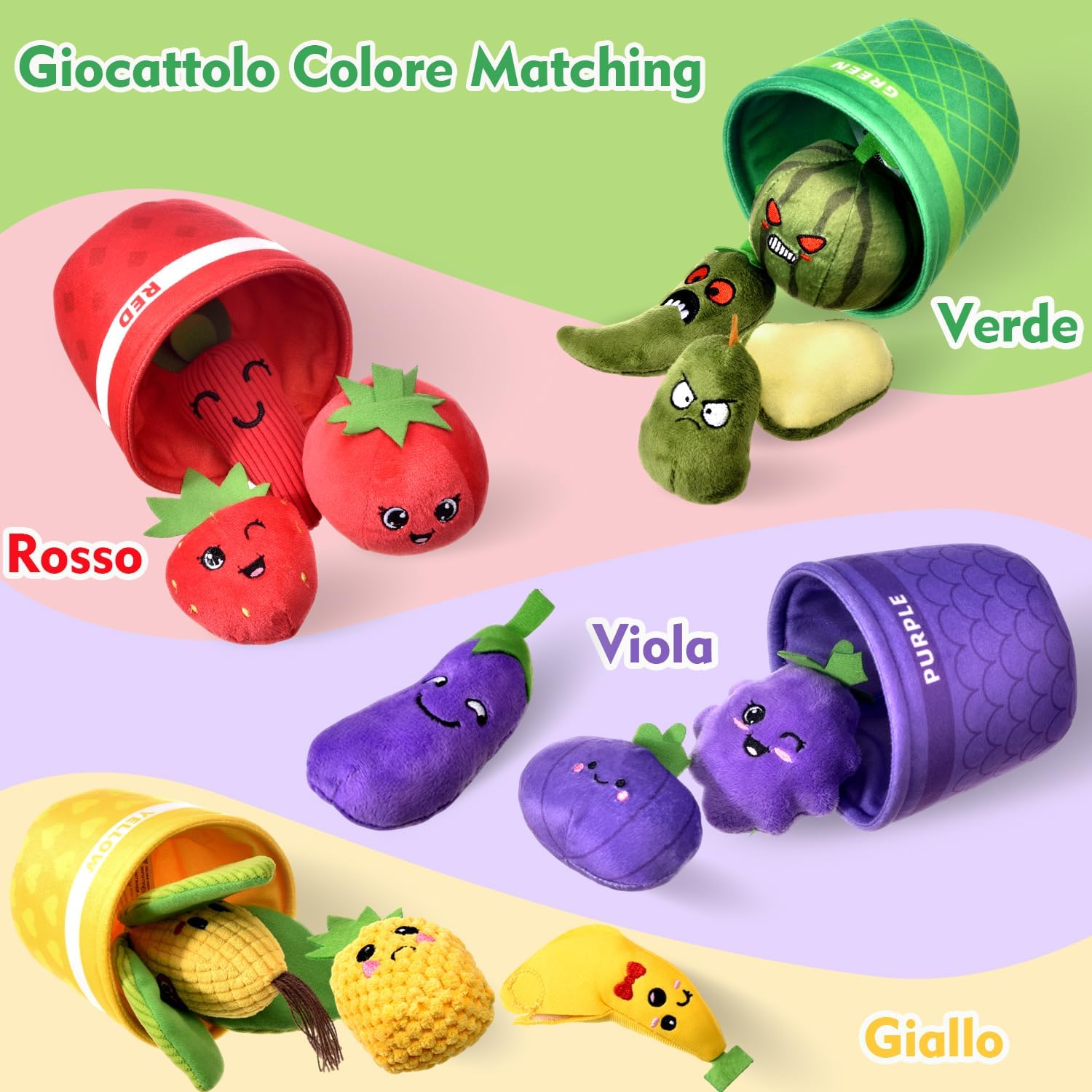 Thumbnail 3 de Tokiyis Giochi Montessori 6-12 Mesi – 16 PCS Frutta Verdura Peluche con Sonaglio e Cestino