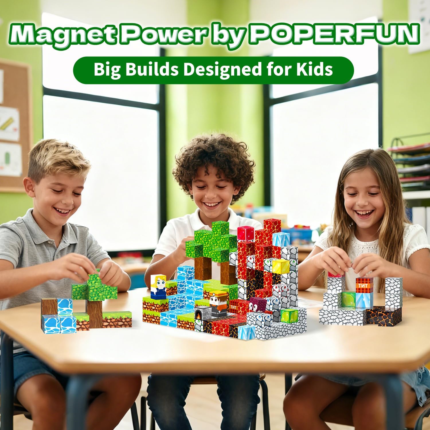 Thumbnail 5 de POPERFUN Construction Magnétique Enfant 150 Pièces – Bloc de Construction Magnétique Éducatif STEM