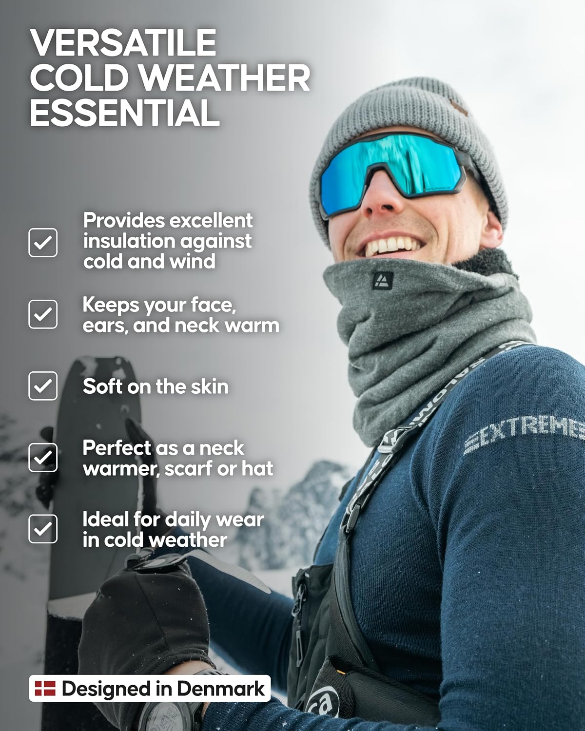 Detalle de DANISH ENDURANCE Fleece Snood Merino Wool Neck Warmer