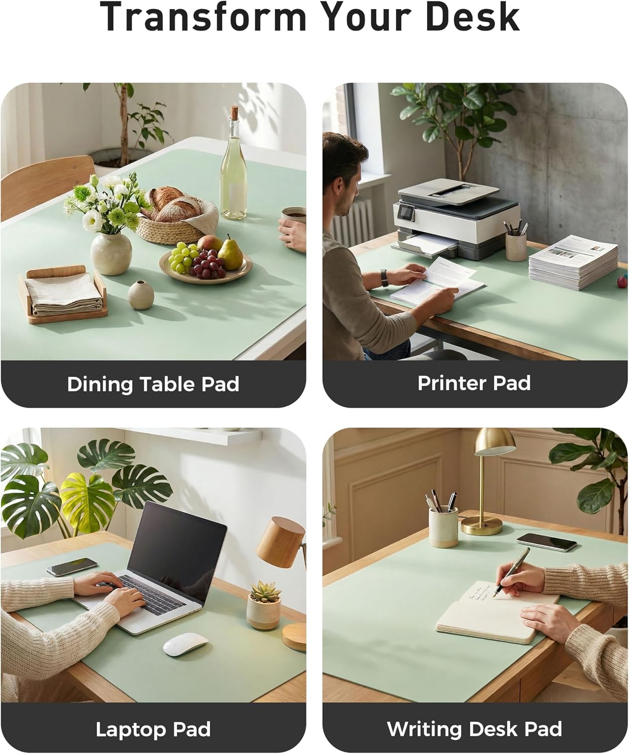 Detalle 2 de Aothia 40" x 24" Faux Leather Desk Mat, Large Mouse Pad with Suede Backing