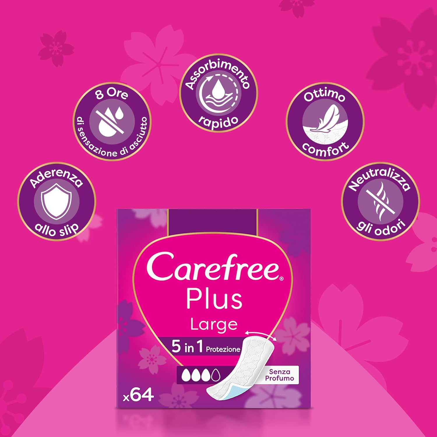 Thumbnail 2 de Carefree Salvaslip Plus Large Senza Profumo – confezione da 64 salvaslip ultra sottili, protezione 5in1