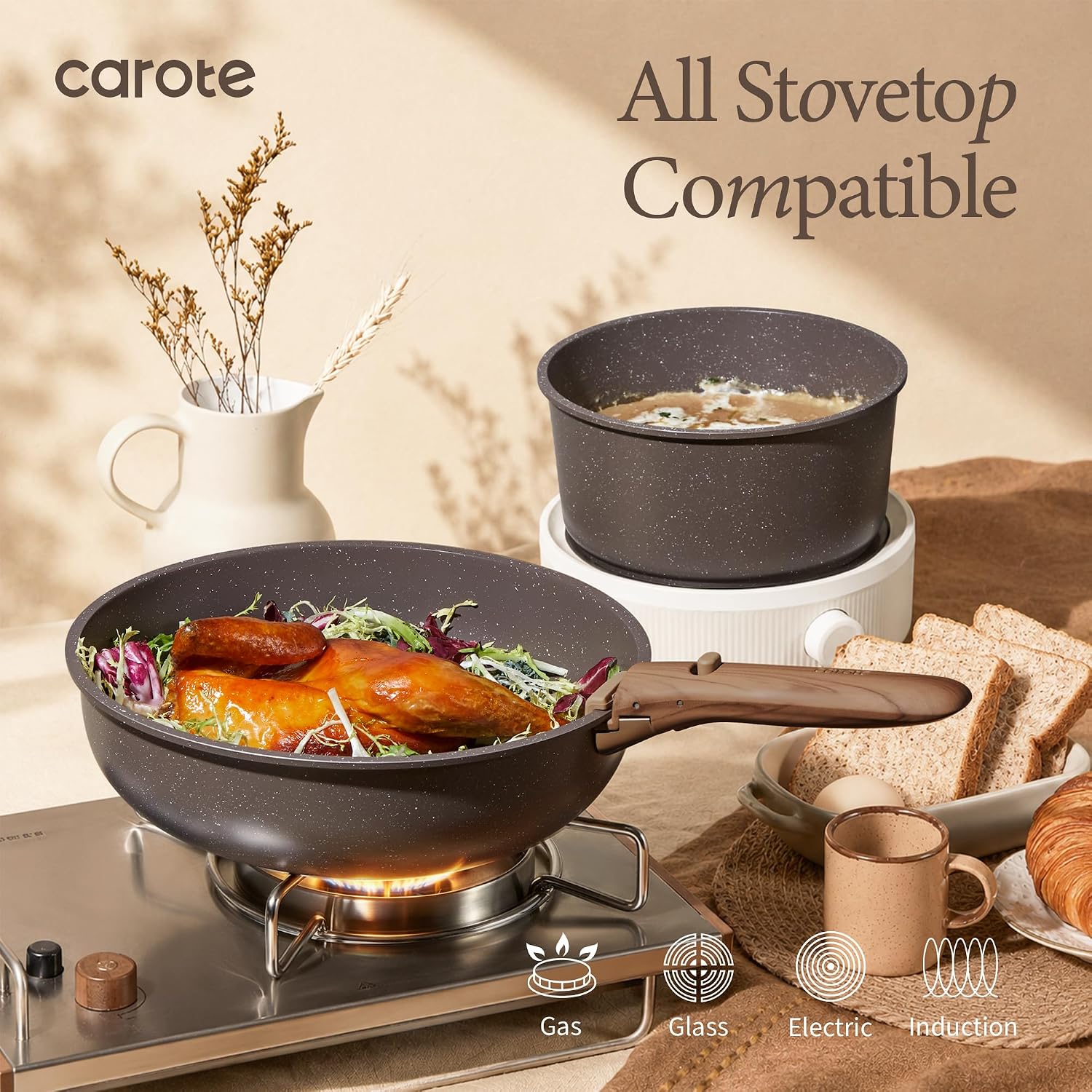 Thumbnail 4 de CAROTE A16338 27-Piece Nonstick Cookware Set with Detachable Handles