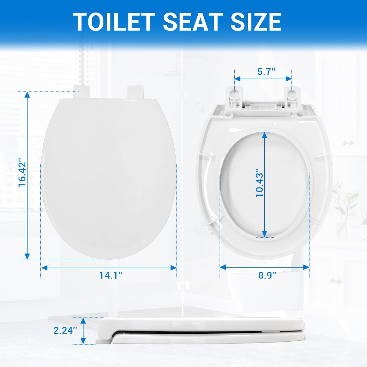 Detalle 2 de DryLabs DryLabs-4000 Round Toilet Seat, 16.5-Inch White PP, Soft-Close