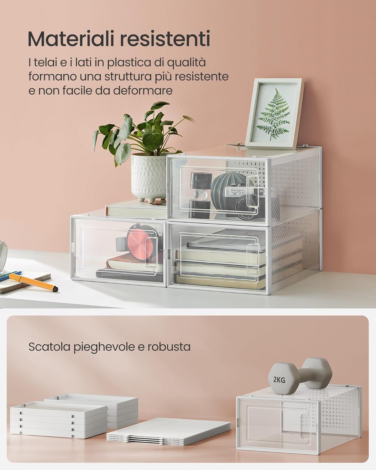 Detalle 2 de SONGMICS LSP08SWT Scatole per Scarpe 8 pack