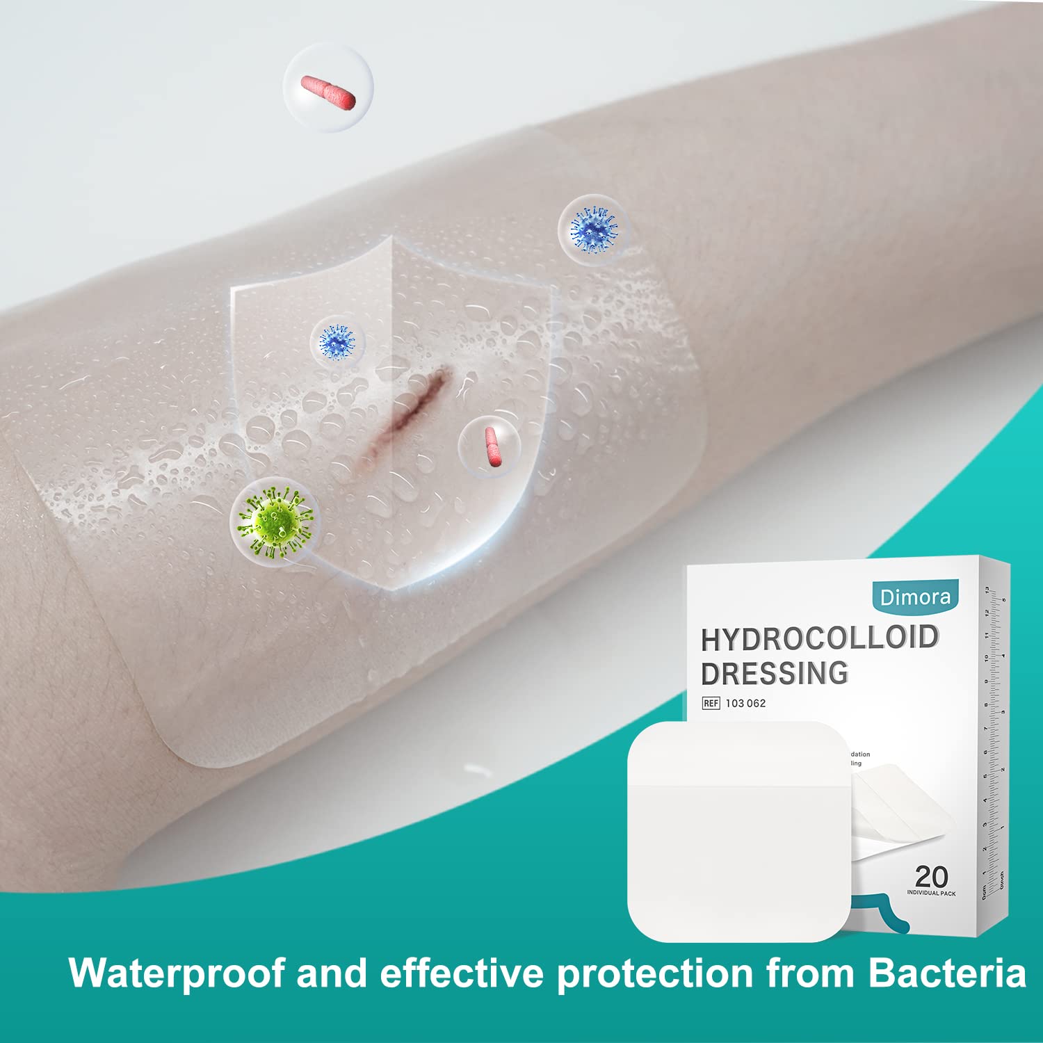 Thumbnail 5 de Dimora 20 Pack Hydrocolloid Wound Dressing, Ultra Thin 4" x 4" Large Patch