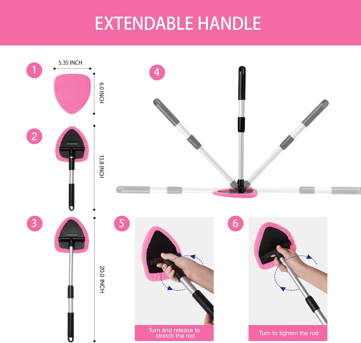 Thumbnail 4 de Qydipclin Windshield Cleaner Kit 10pcs, 4 Pads, Extendable Handle