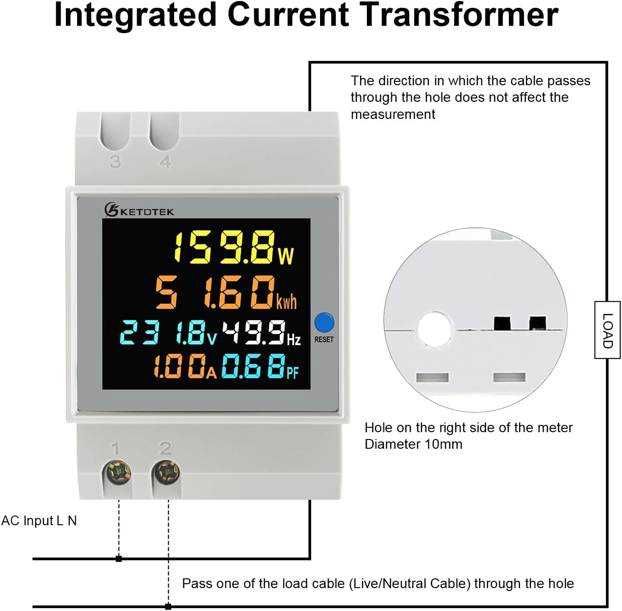 Thumbnail 5 de KETOTEK AC40-300V 100A Misuratore energetico 6‑in‑1 🔌
