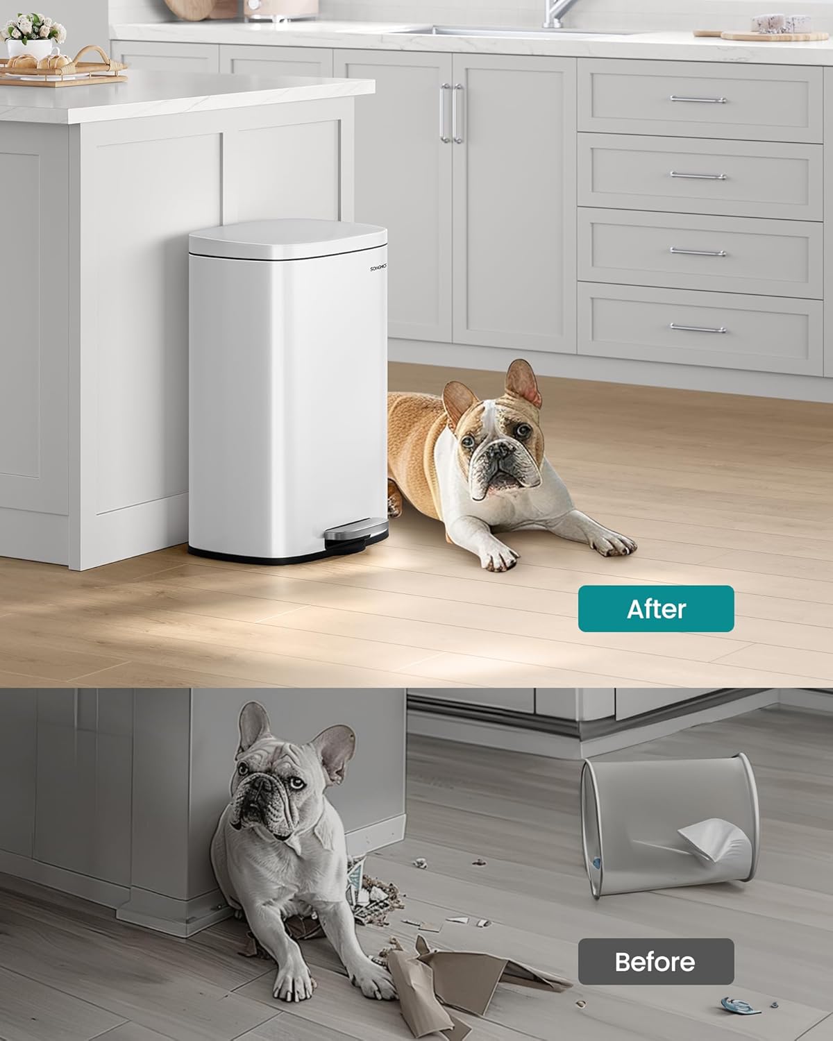 Thumbnail 6 de SONGMICS LTB101W01 Kitchen Bin 13 Gallon (50 L) with Soft-Close Pedal Lid