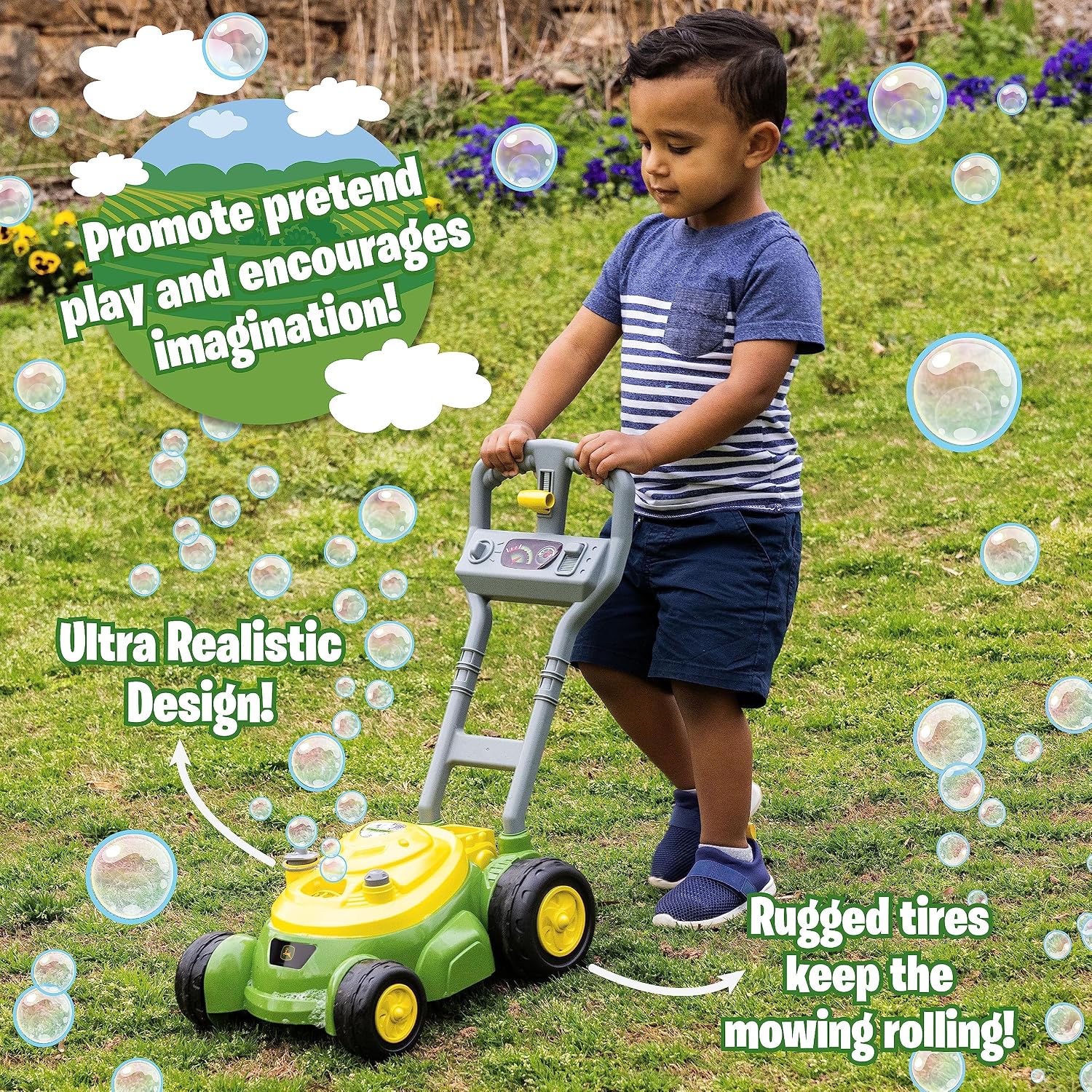 Detalle 2 de John Deere Bubble Lawn Mower 2+ 🎈