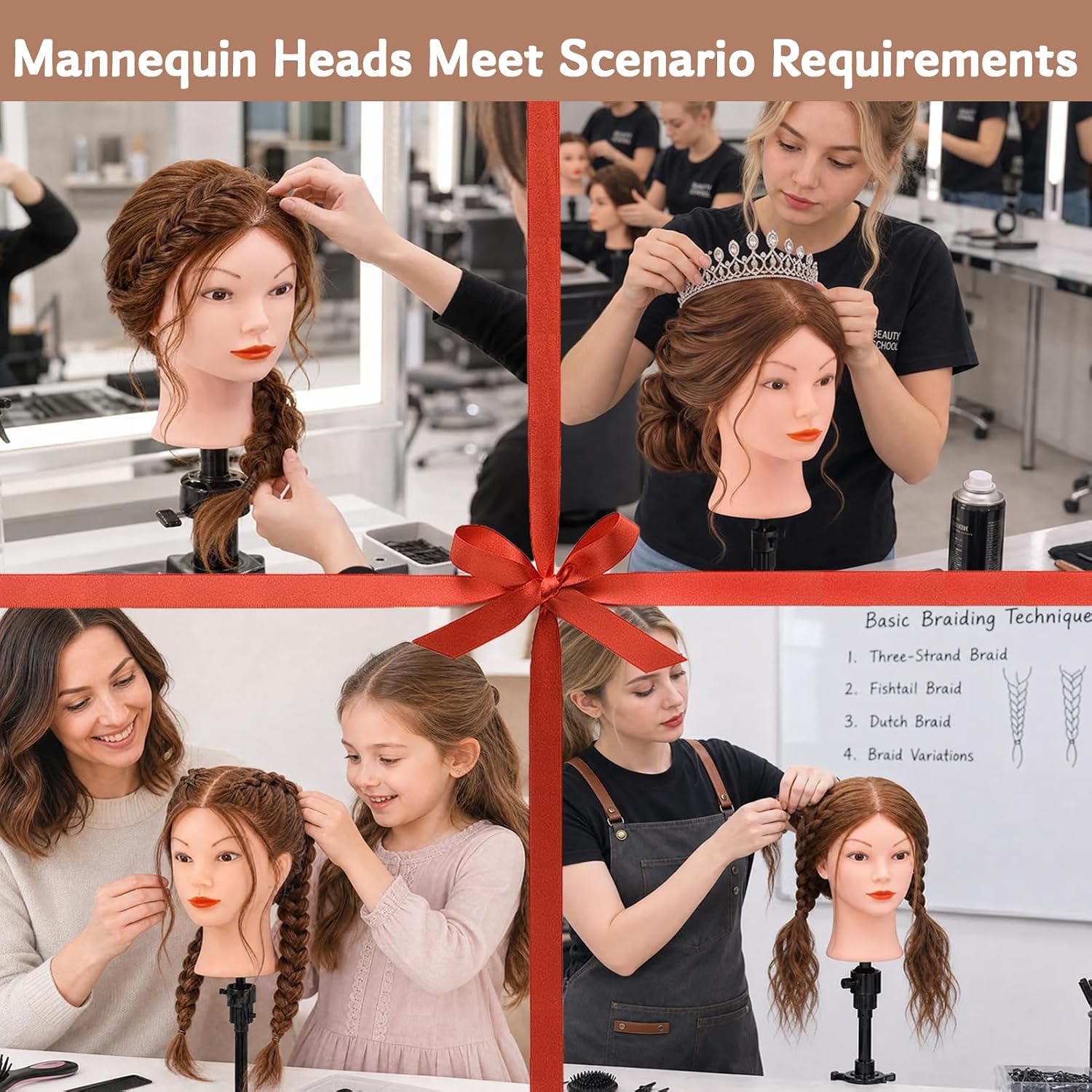 Thumbnail 6 de TopDirect IEOJDE Cosmetology Mannequin Head with Dark Brown Human Hair