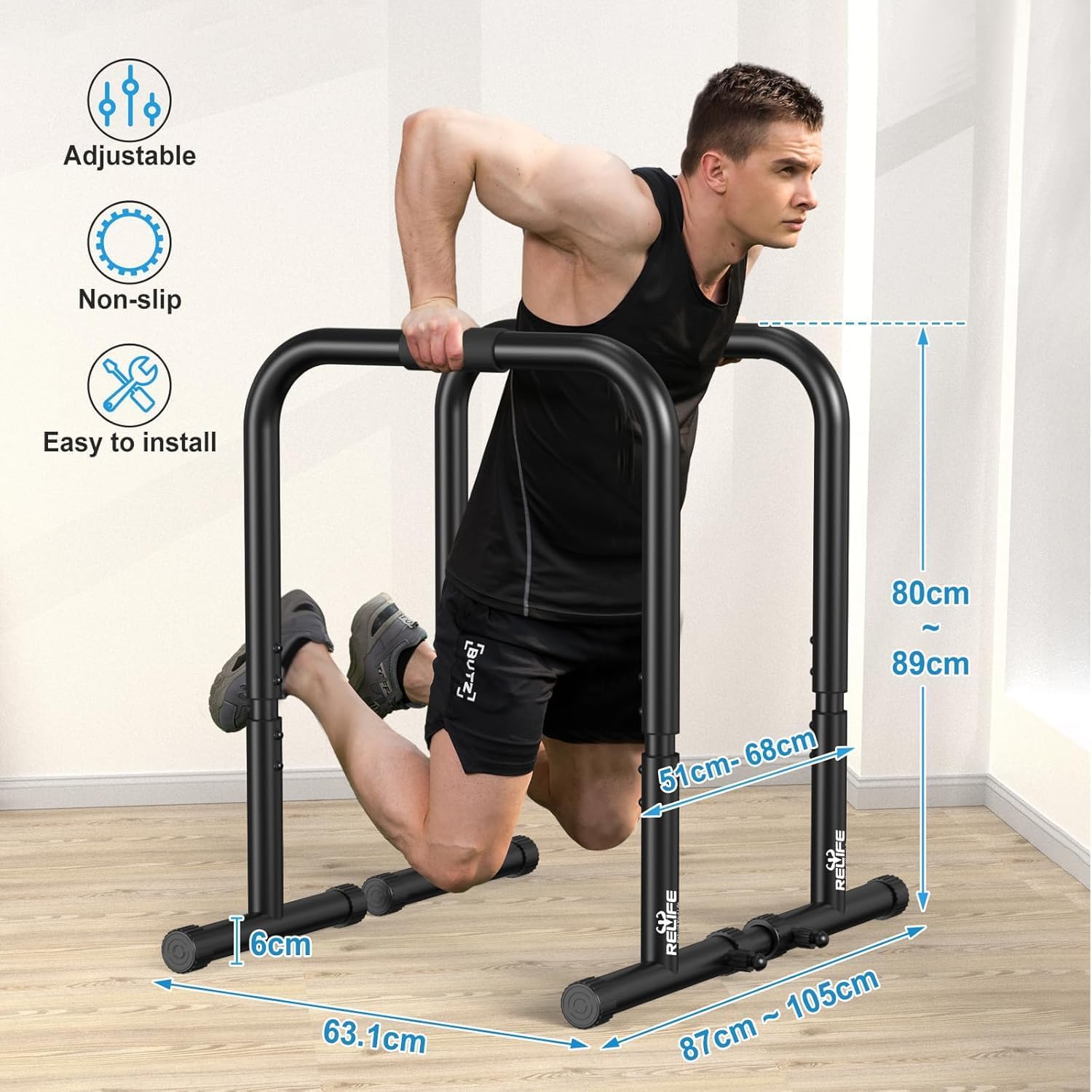 Thumbnail 5 de RELIFE REBUILD YOUR LIFE Dip Station – verstellbare Dip Bar, Parallettes und Push-Up Ständer